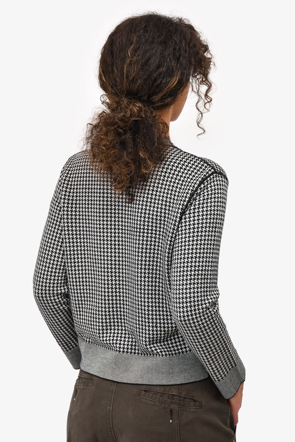 Christian Dior Black/White Houndstooth Pattern Cashmere/Silk igan and Twin Set Size 8