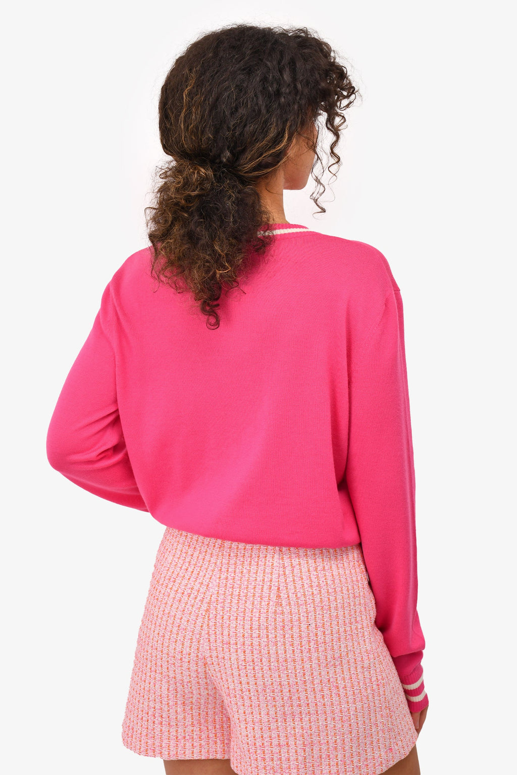 Balmain x Barbie Pink Virgin Wool Logo Sweater Size 40
