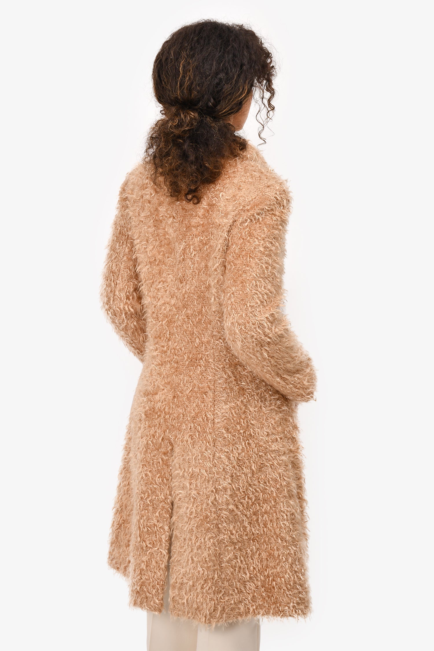 Pre-Loved Chanel™ Vintage Autumn 2000 Brown Wool Blend Faux Fur Coat Size 42