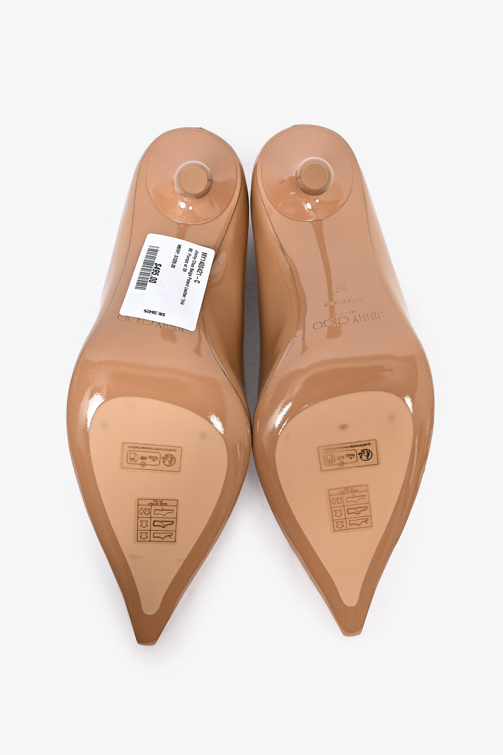 Jimmy Choo Beige Patent Leather 'Ixia 95' Pumps Size 39