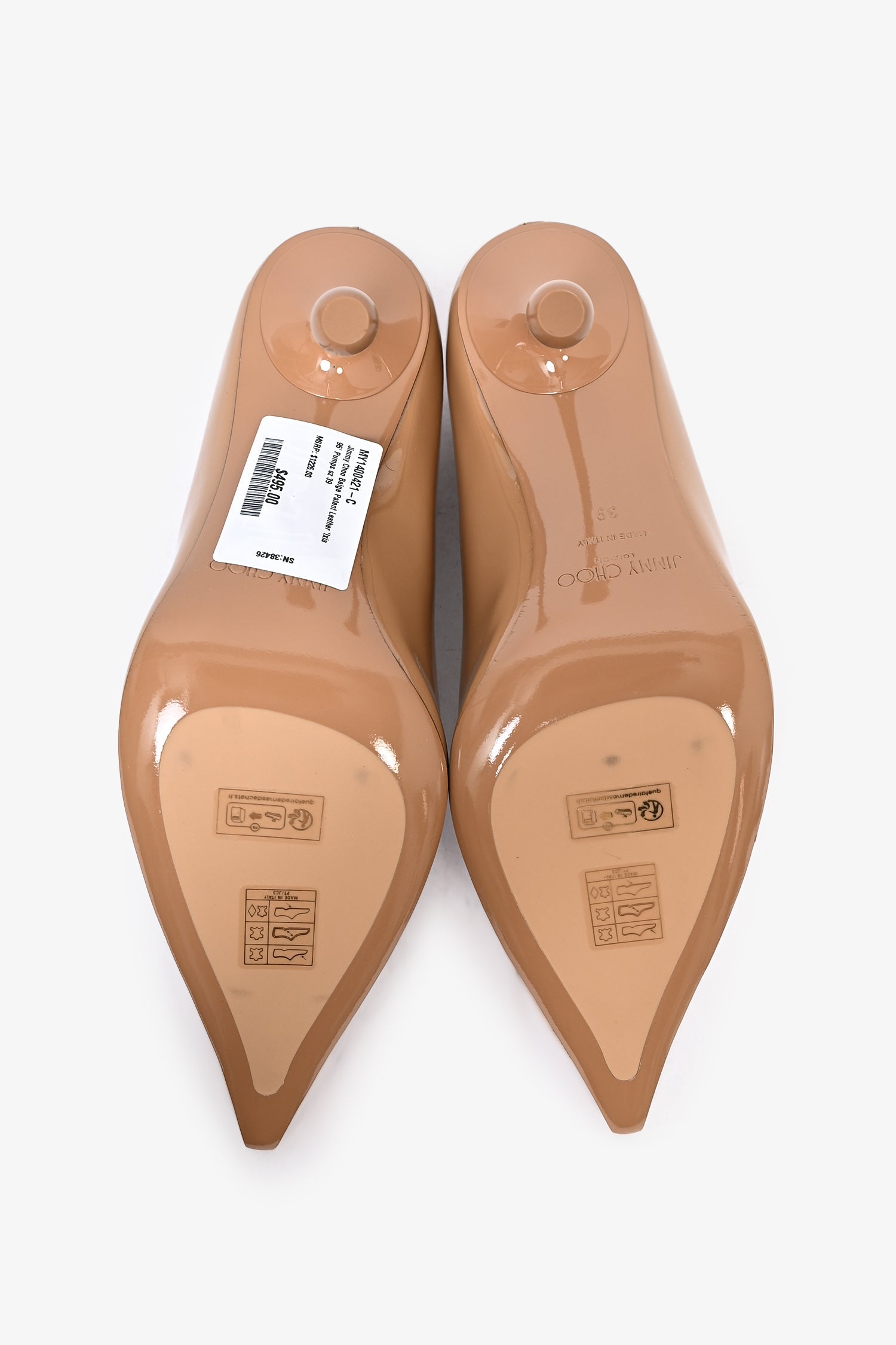 Jimmy Choo Beige Patent Leather 'Ixia 95' Pumps Size 39