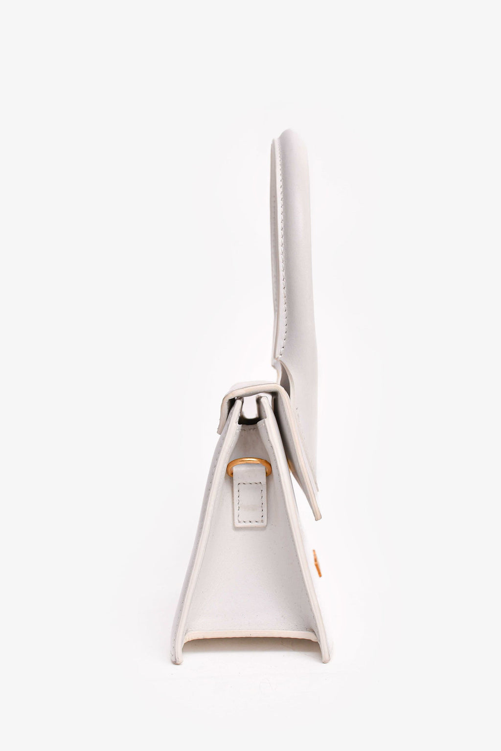 Jacquemus White Leather Le Chiquito Moyen Top Handle with Strap (As Is)