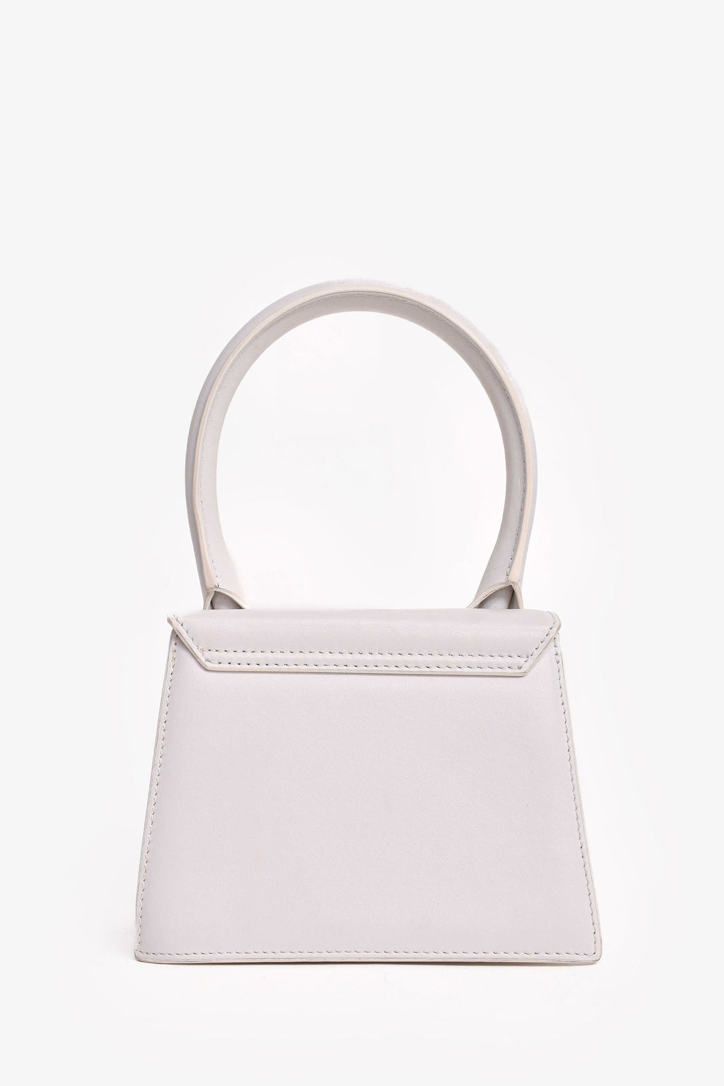 Jacquemus White Leather Le Chiquito Moyen Top Handle with Strap (As Is)