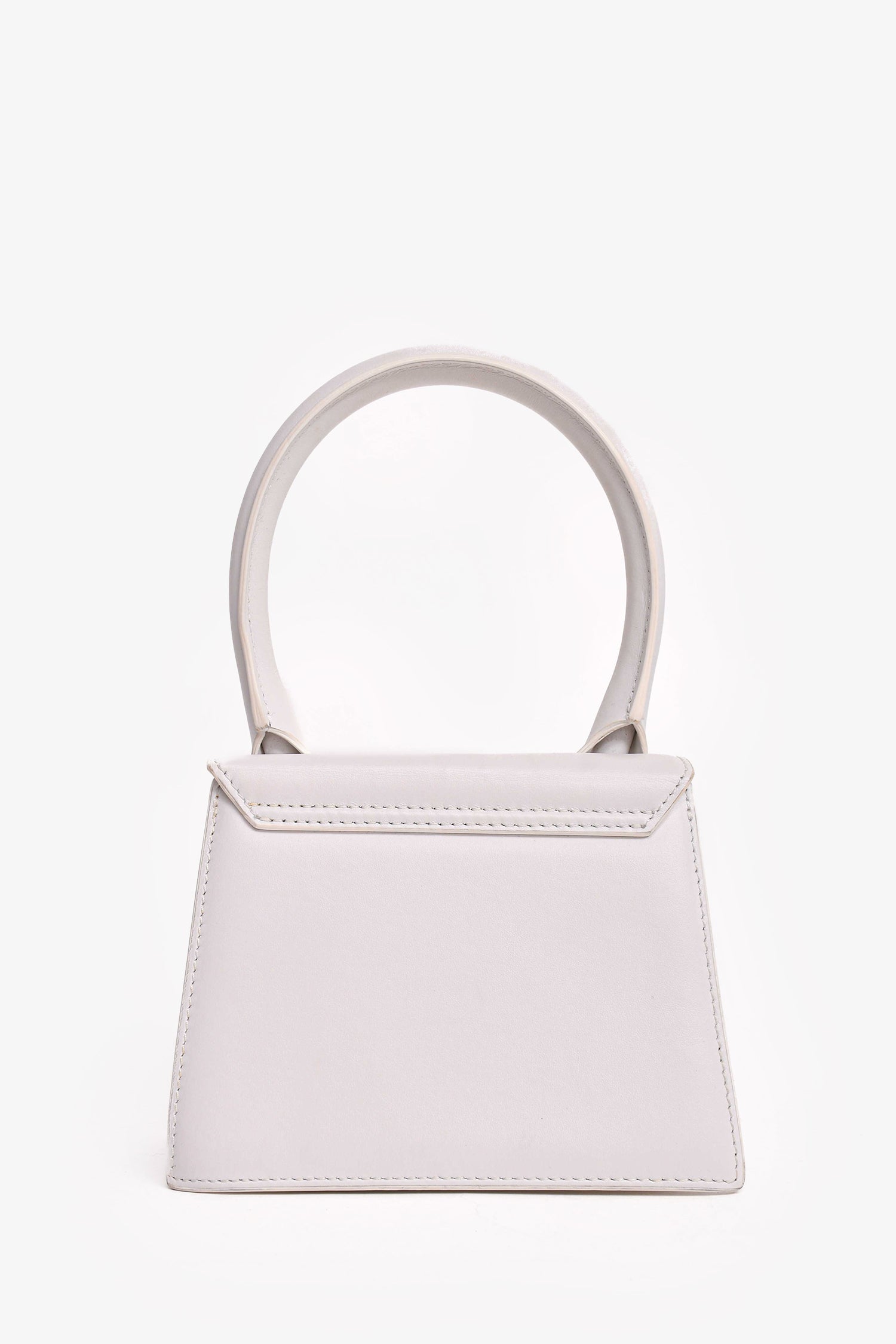 Jacquemus White Leather Le Chiquito Moyen Top Handle with Strap (As Is)