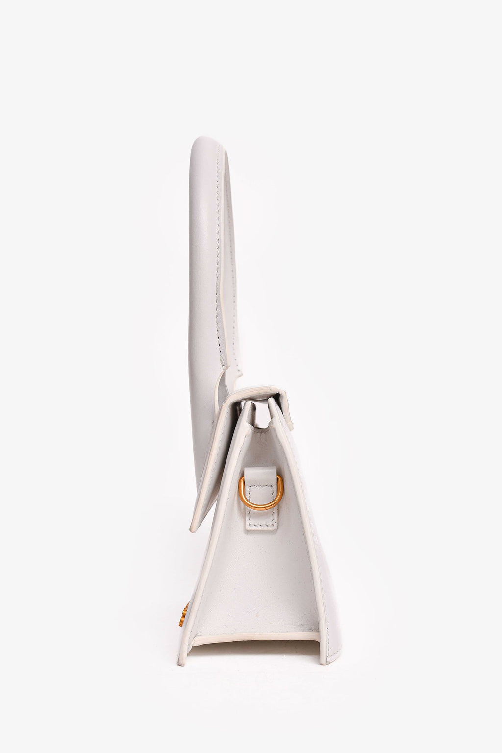 Jacquemus White Leather Le Chiquito Moyen Top Handle with Strap (As Is)