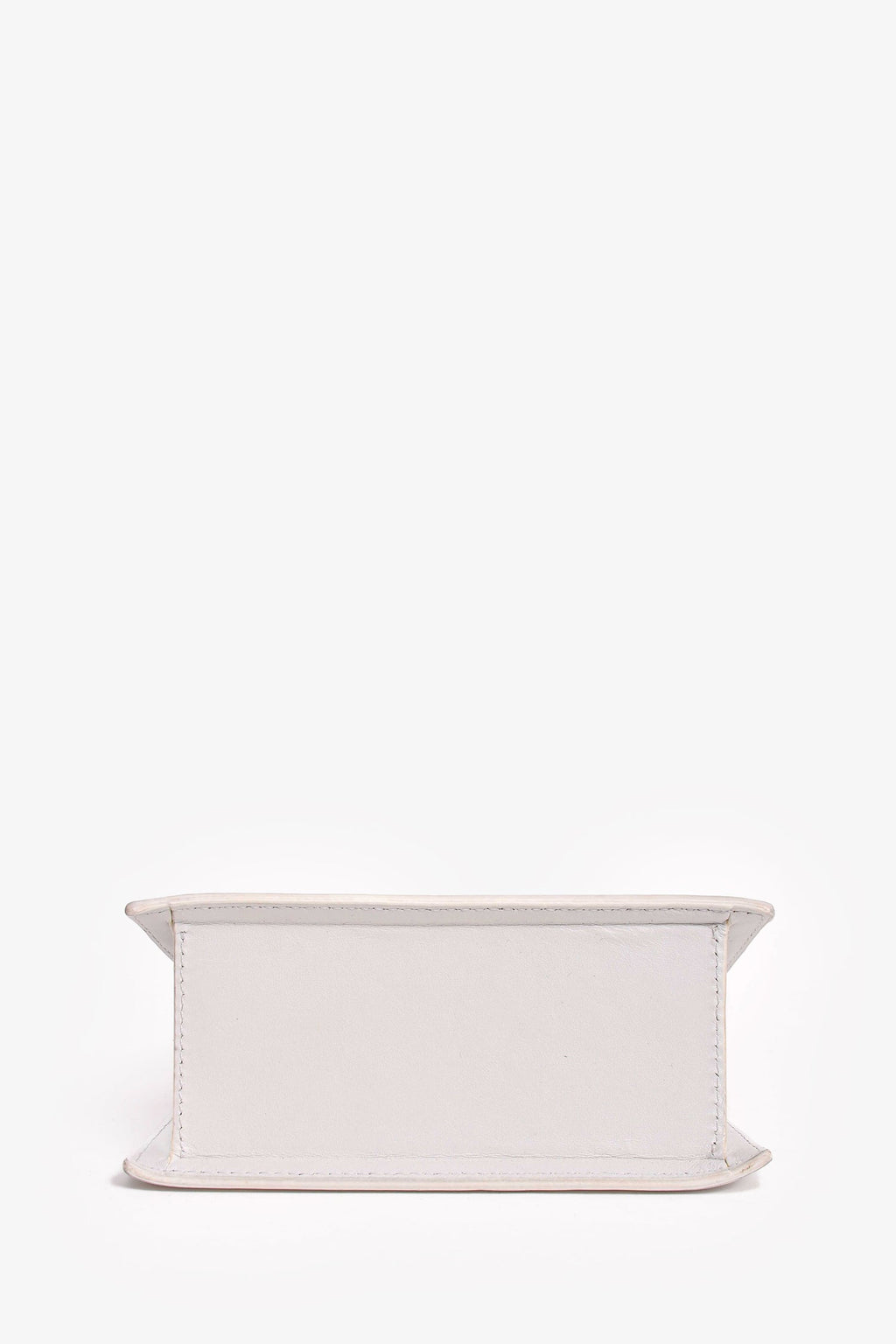 Jacquemus White Leather Le Chiquito Moyen Top Handle with Strap (As Is)
