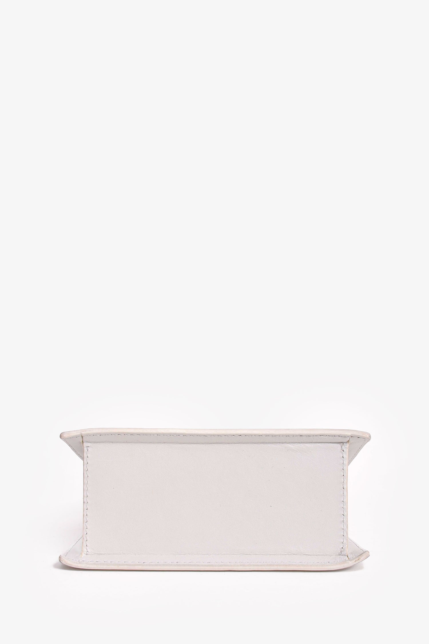 Jacquemus White Leather Le Chiquito Moyen Top Handle with Strap (As Is)