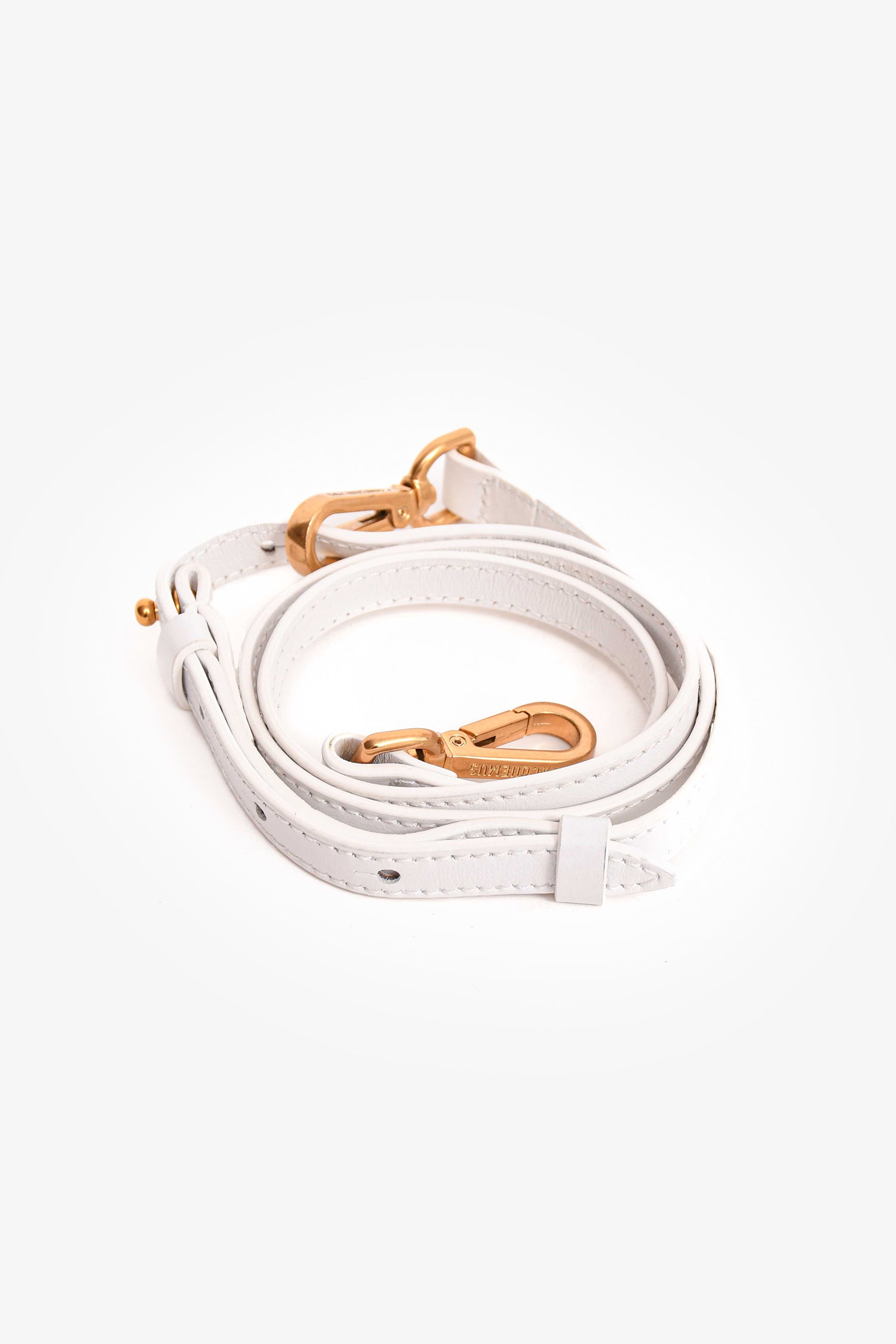 Jacquemus White Leather Le Chiquito Moyen Top Handle with Strap (As Is)