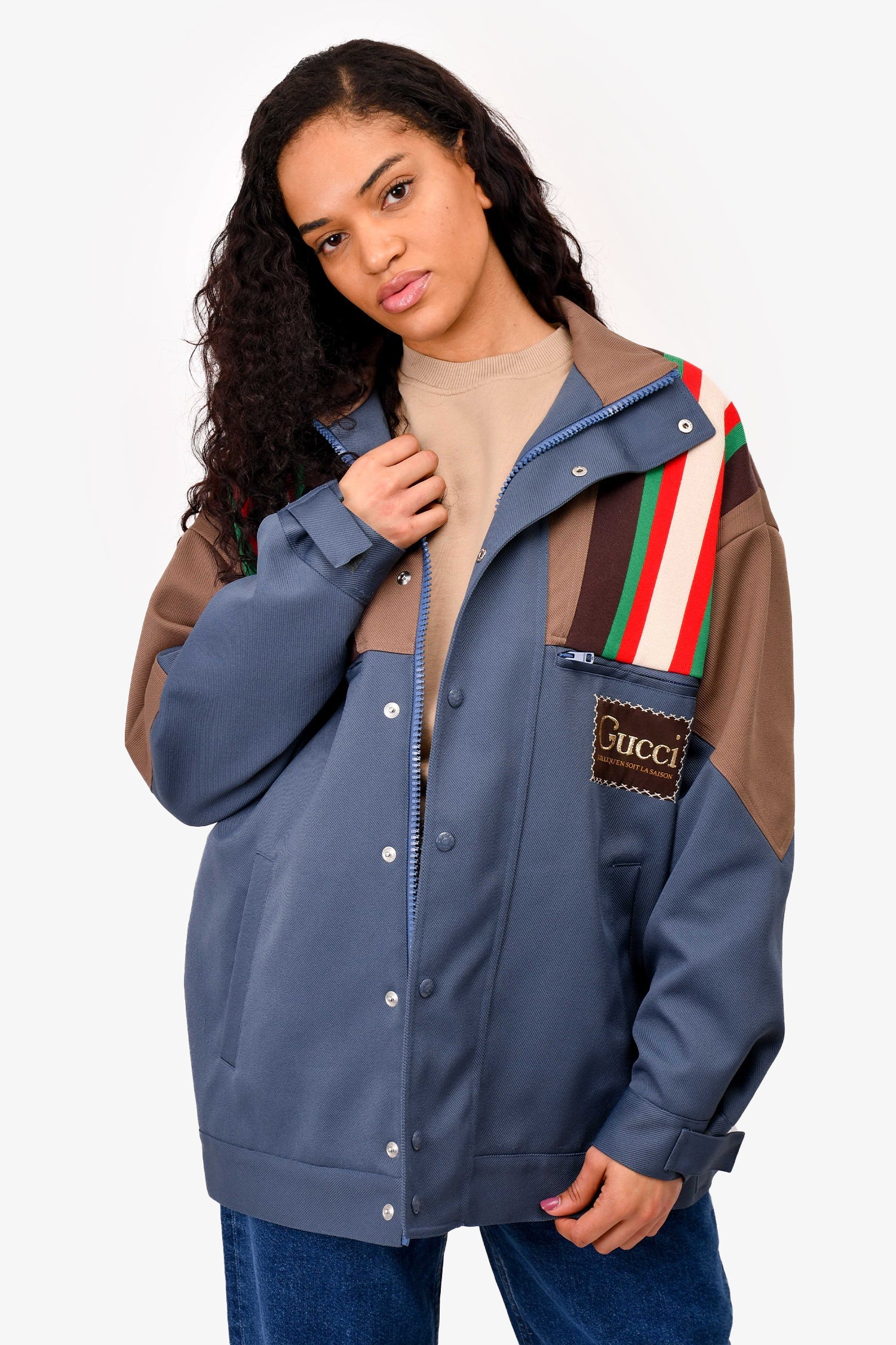 Gucci Blue/Brown Drill 70s Jacket Size Mens 44