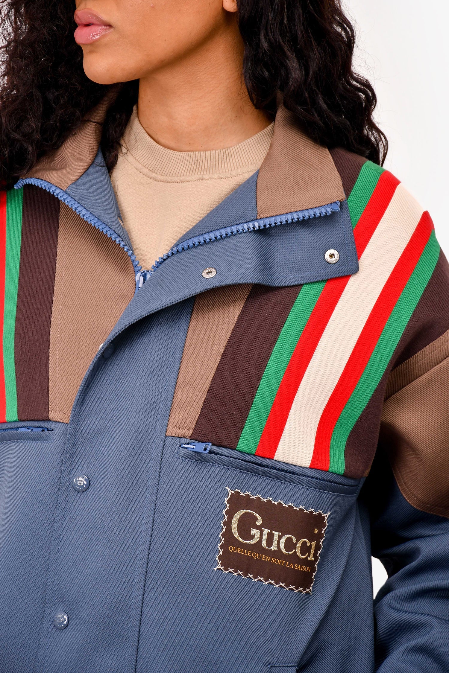 Gucci Blue/Brown Drill 70s Jacket Size Mens 44