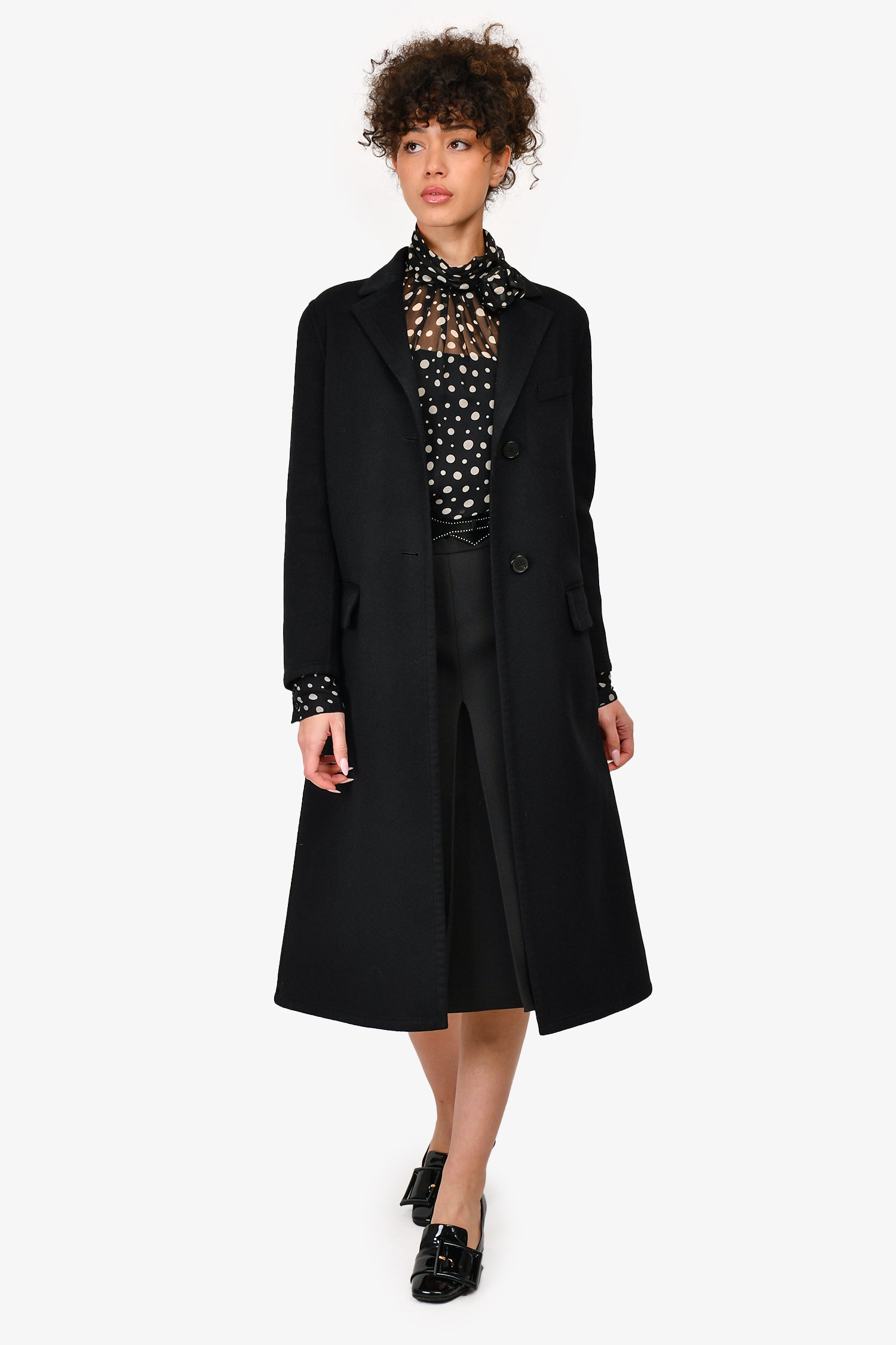 Valentino Black Wool/Cashmere Blend Coat Size 38