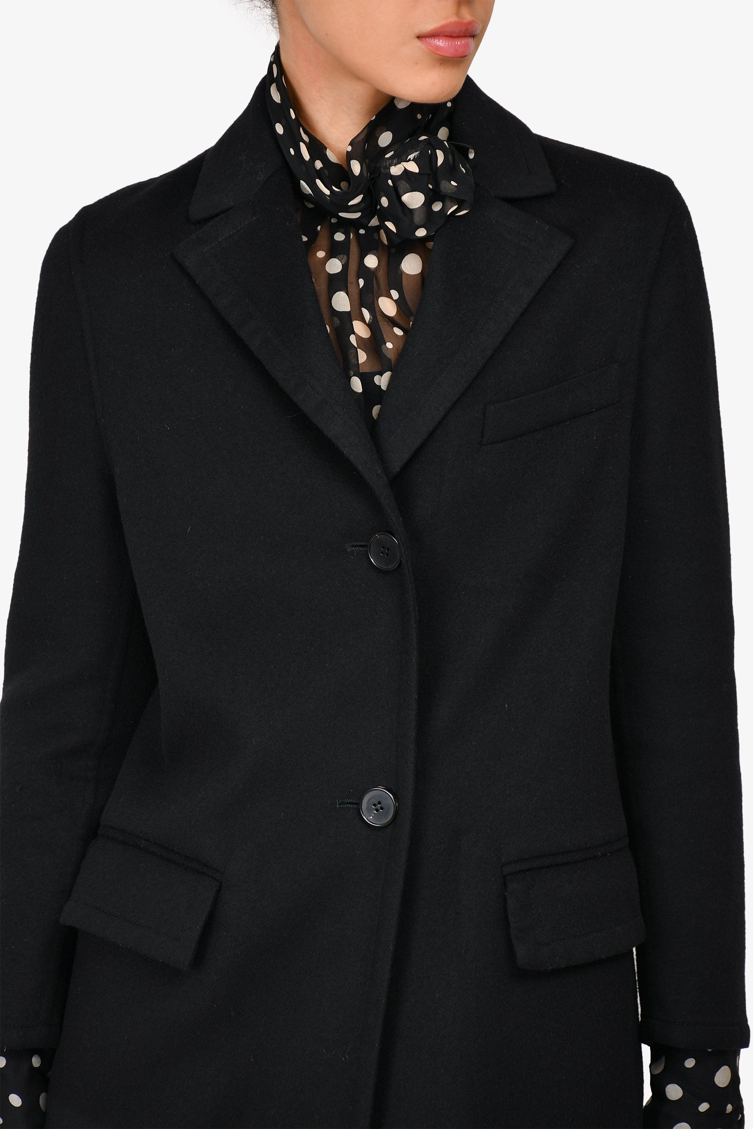 Valentino Black Wool/Cashmere Blend Coat Size 38