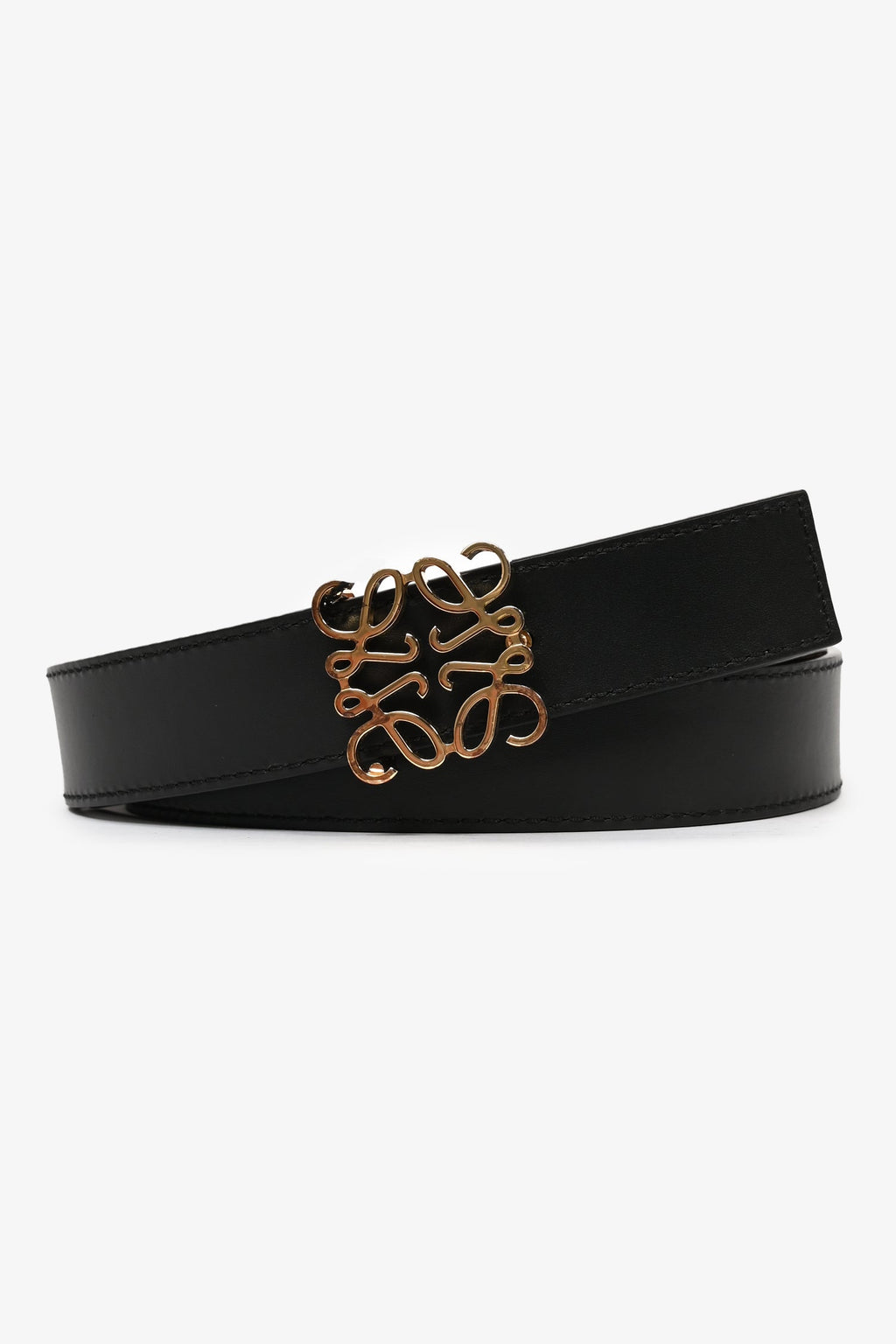 Loewe Black/Brown Leather 28mm Anagram Buckle Belt Size 90/36