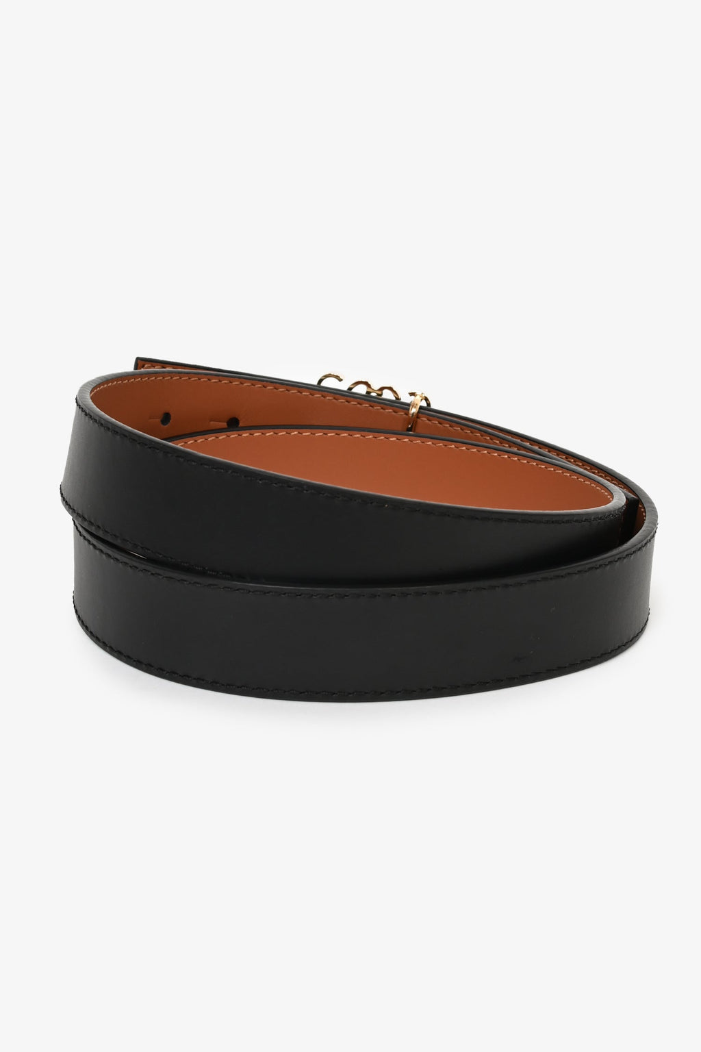 Loewe Black/Brown Leather 28mm Anagram Buckle Belt Size 90/36