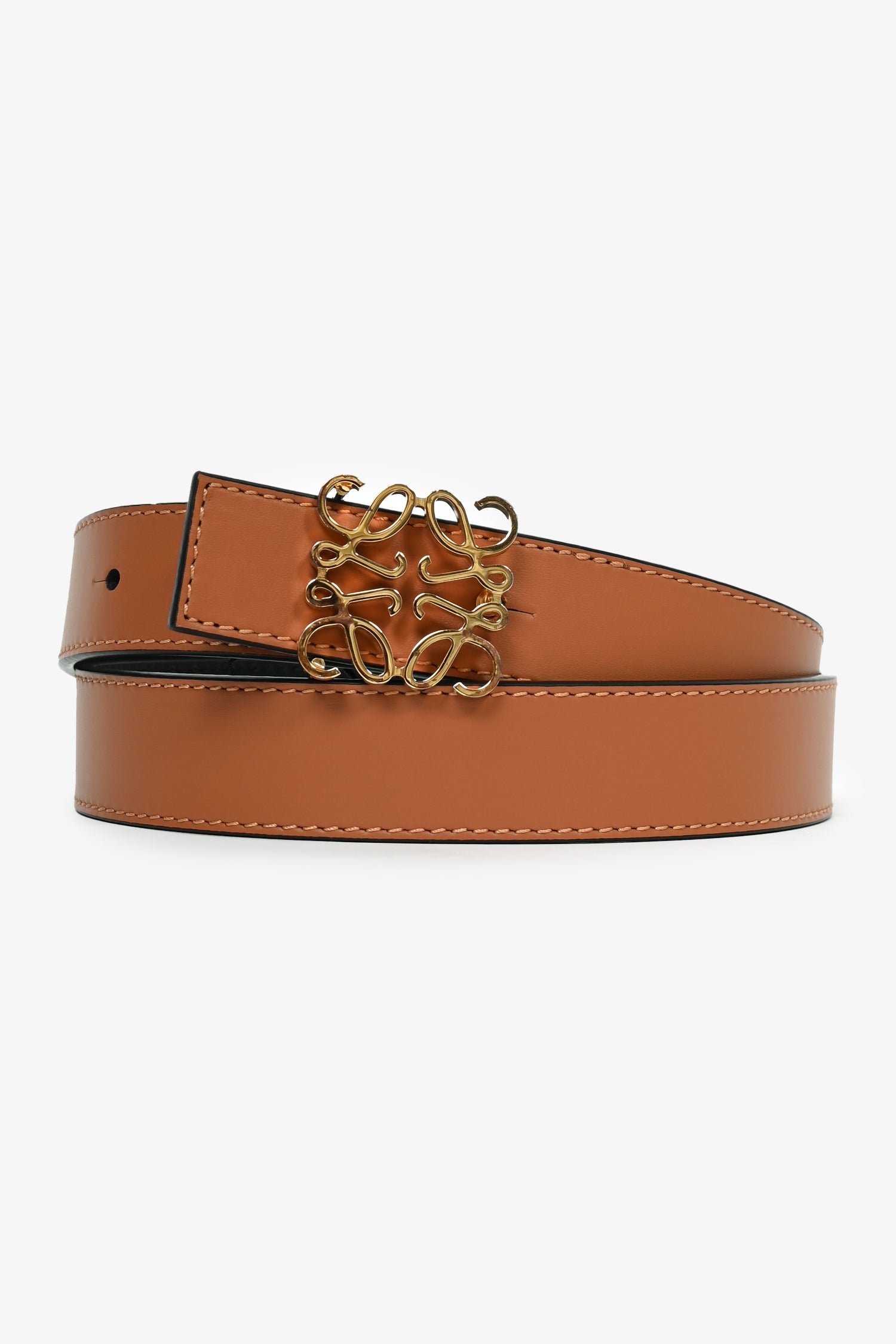 Loewe Black/Brown Leather 28mm Anagram Buckle Belt Size 90/36