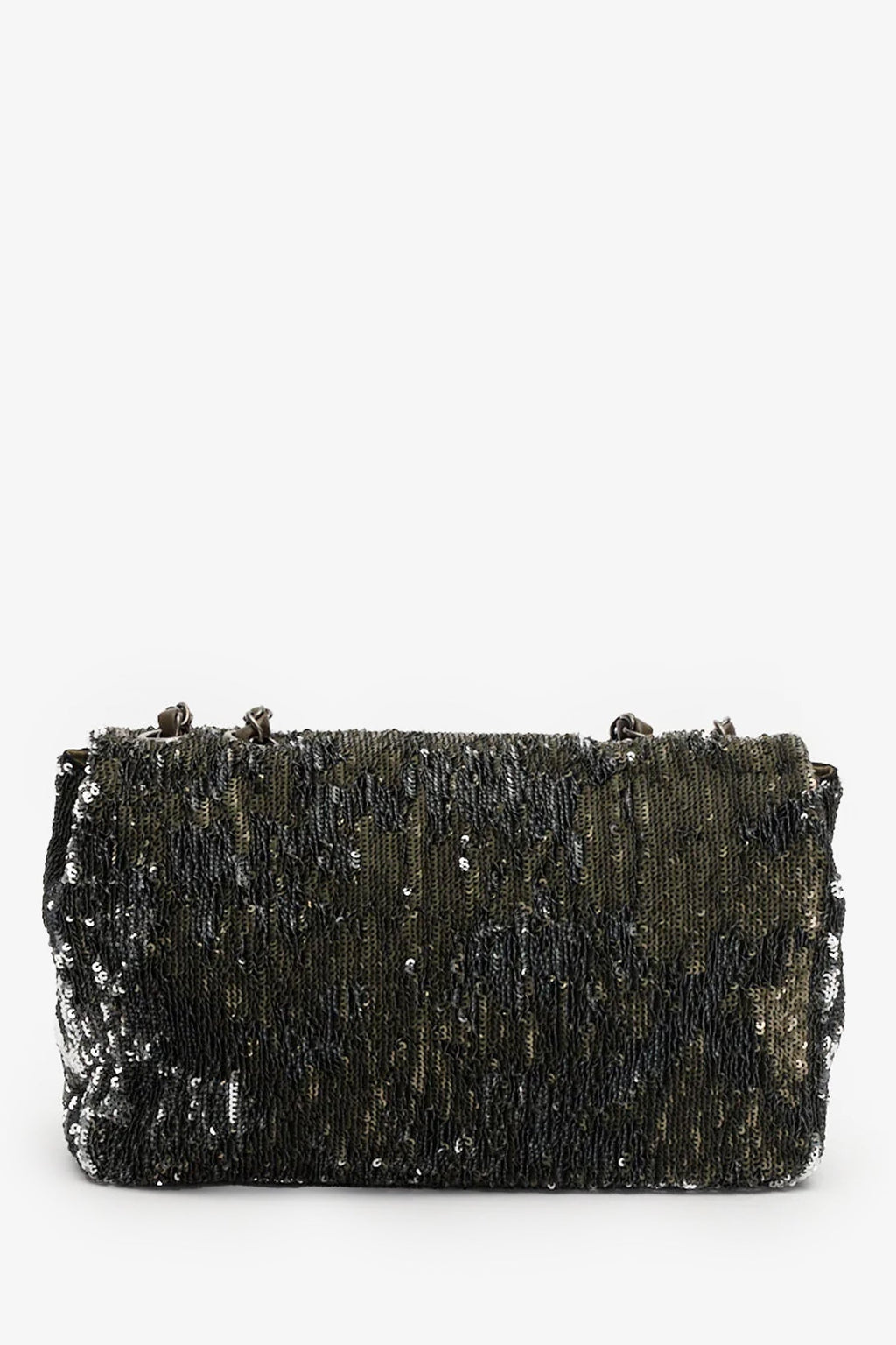 Pre-Loved Chanel™ Green/Black Sequin Coco Cuba Timeless Classic Single Flap Bag