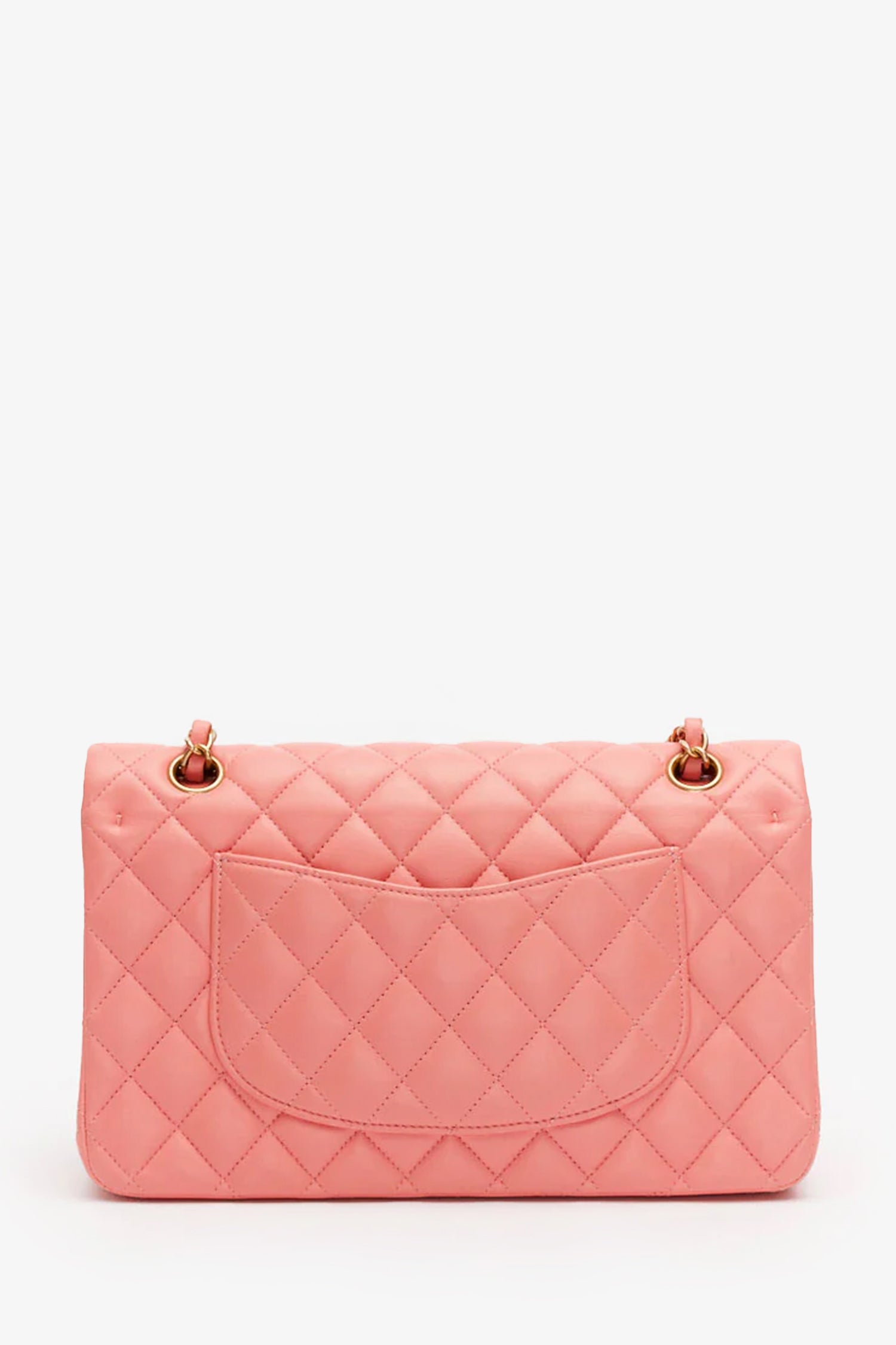 Pre-Loved Chanel™ Pink Lambskin Medium Classic Double Flap Bag 'Refurbished'