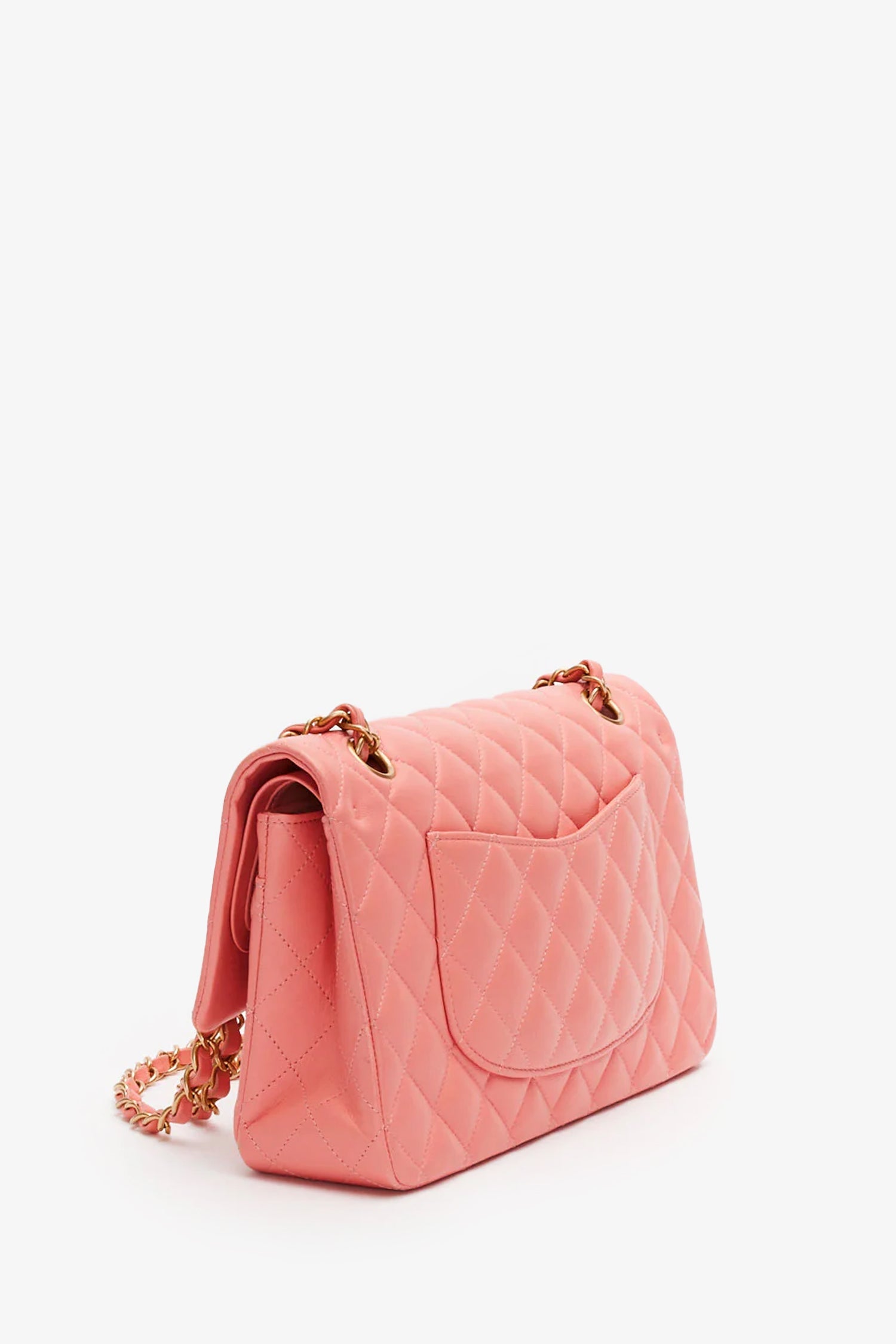 Pre-Loved Chanel™ Pink Lambskin Medium Classic Double Flap Bag 'Refurbished'