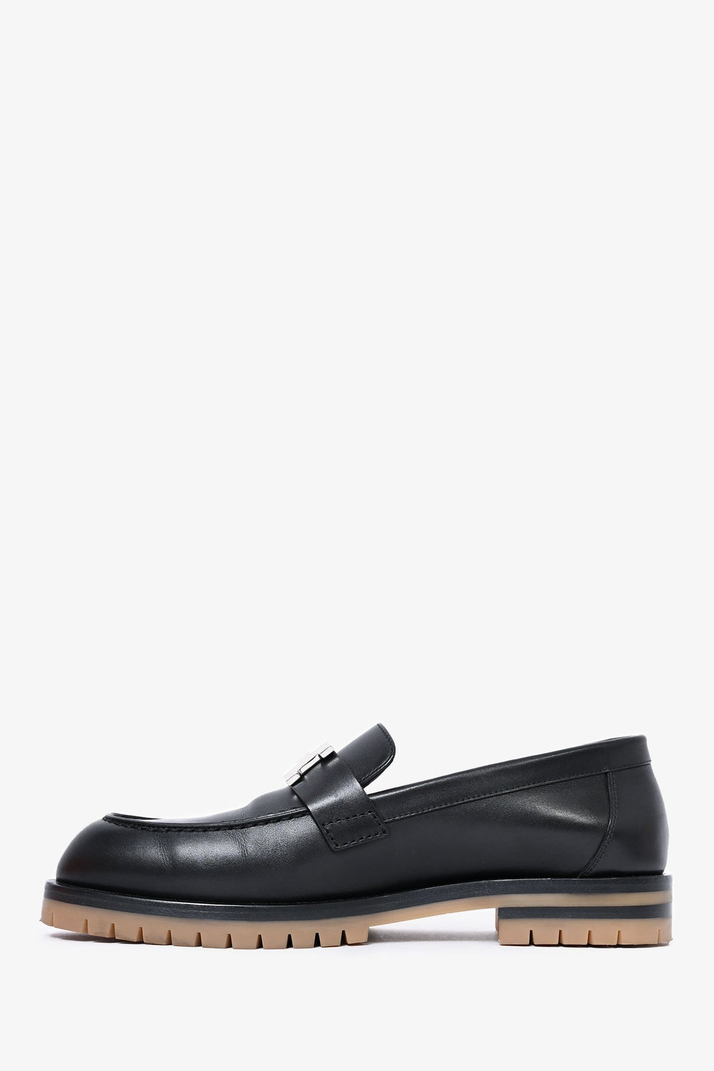 Hermès Black Leather Chunky H Loafers Size 37