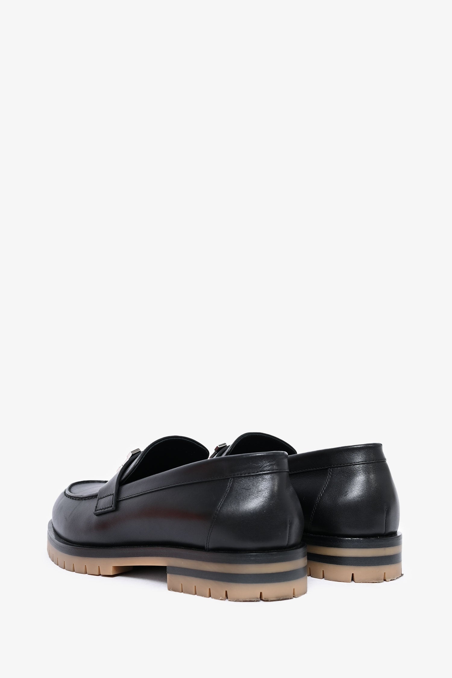 Hermès Black Leather Chunky H Loafers Size 37