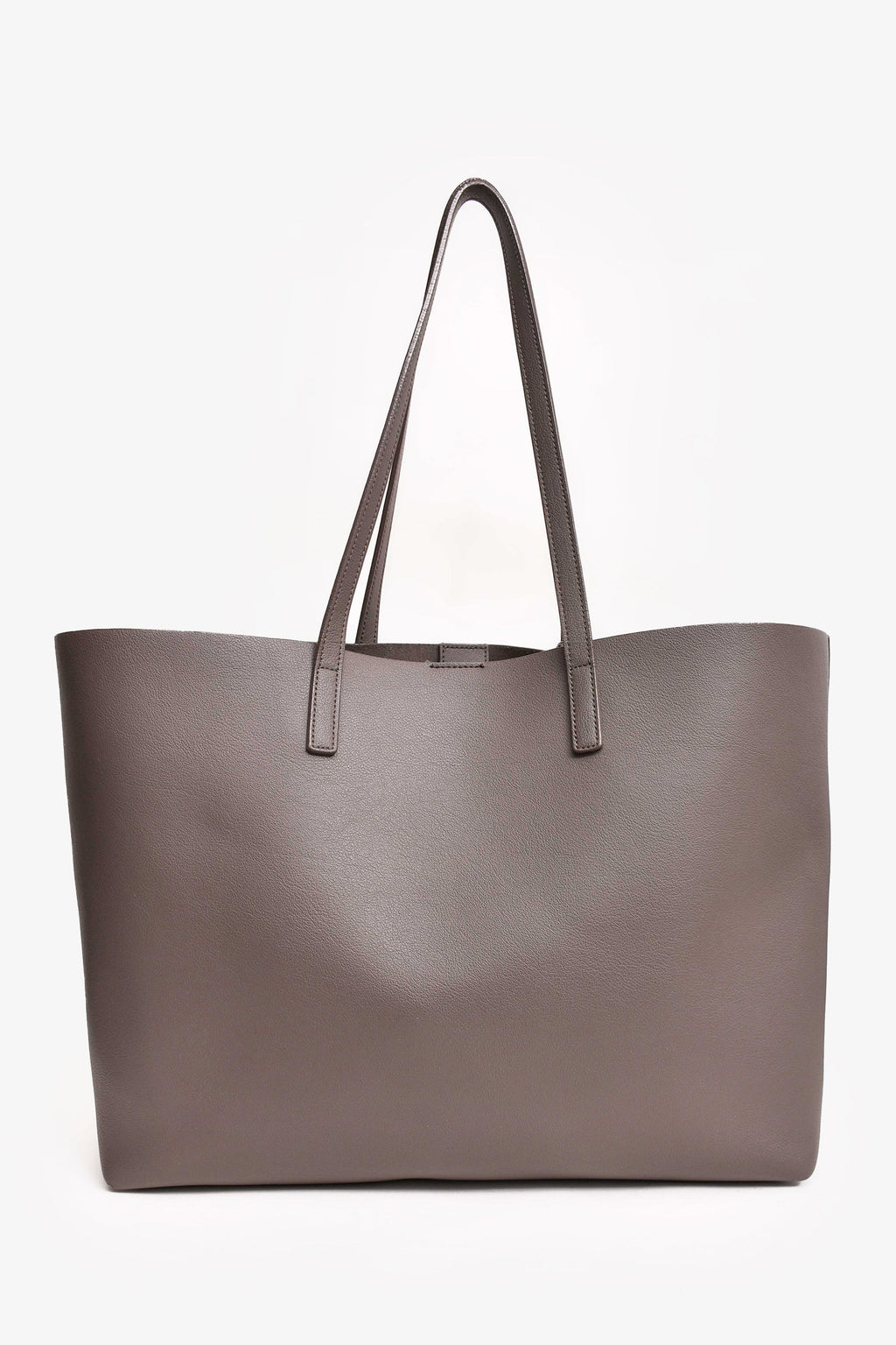 Saint Laurent 2017 Storm Grey Leather East/West 'Shopping' Tote With Pouch