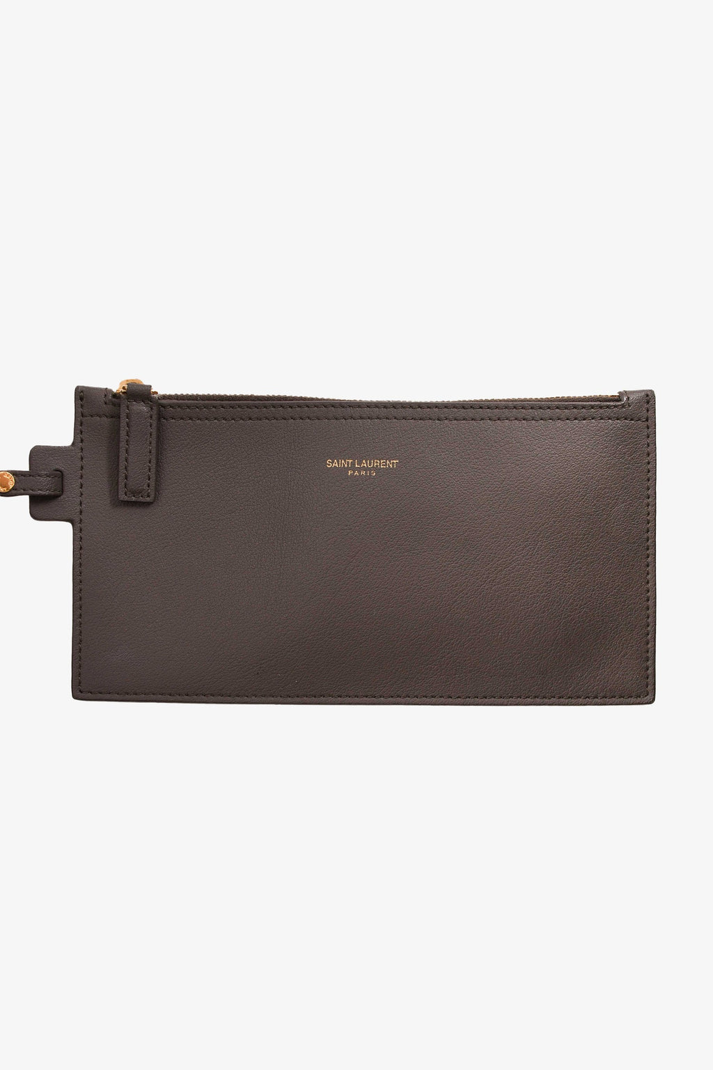 Saint Laurent 2017 Storm Grey Leather East/West 'Shopping' Tote With Pouch