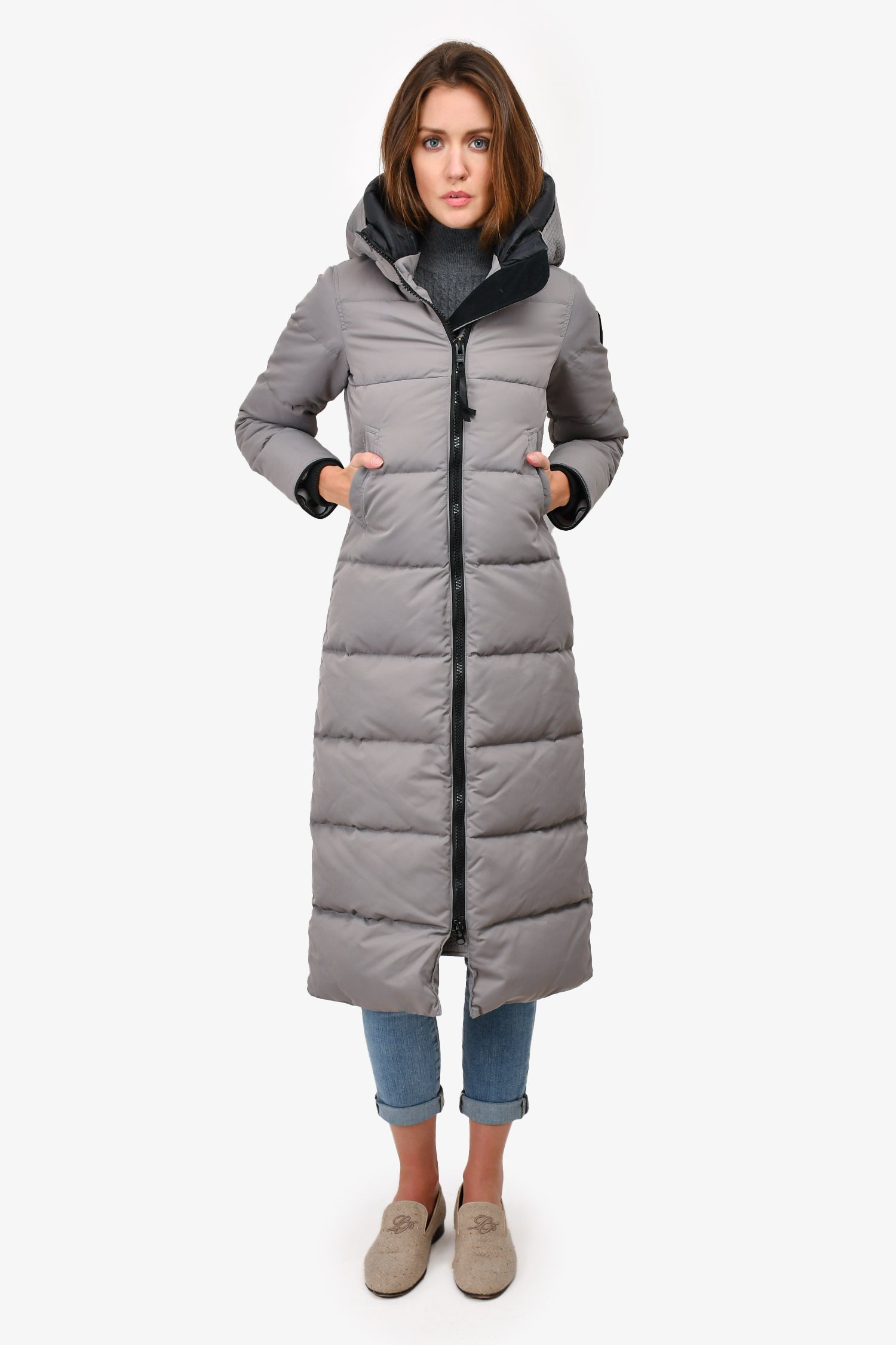 Canada Goose Grey Down 'Lawrence' Long Puffer Jacket Size 2XS