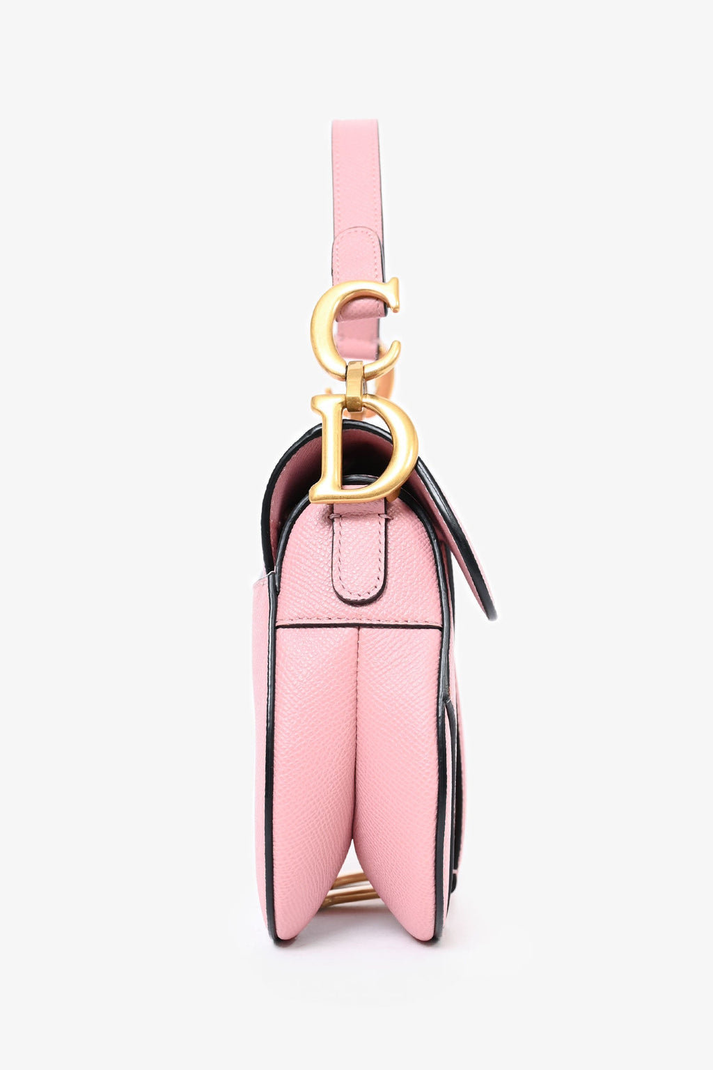 Christian Dior 2022 Pink Grained Leather Mini Saddle Bag with Strap