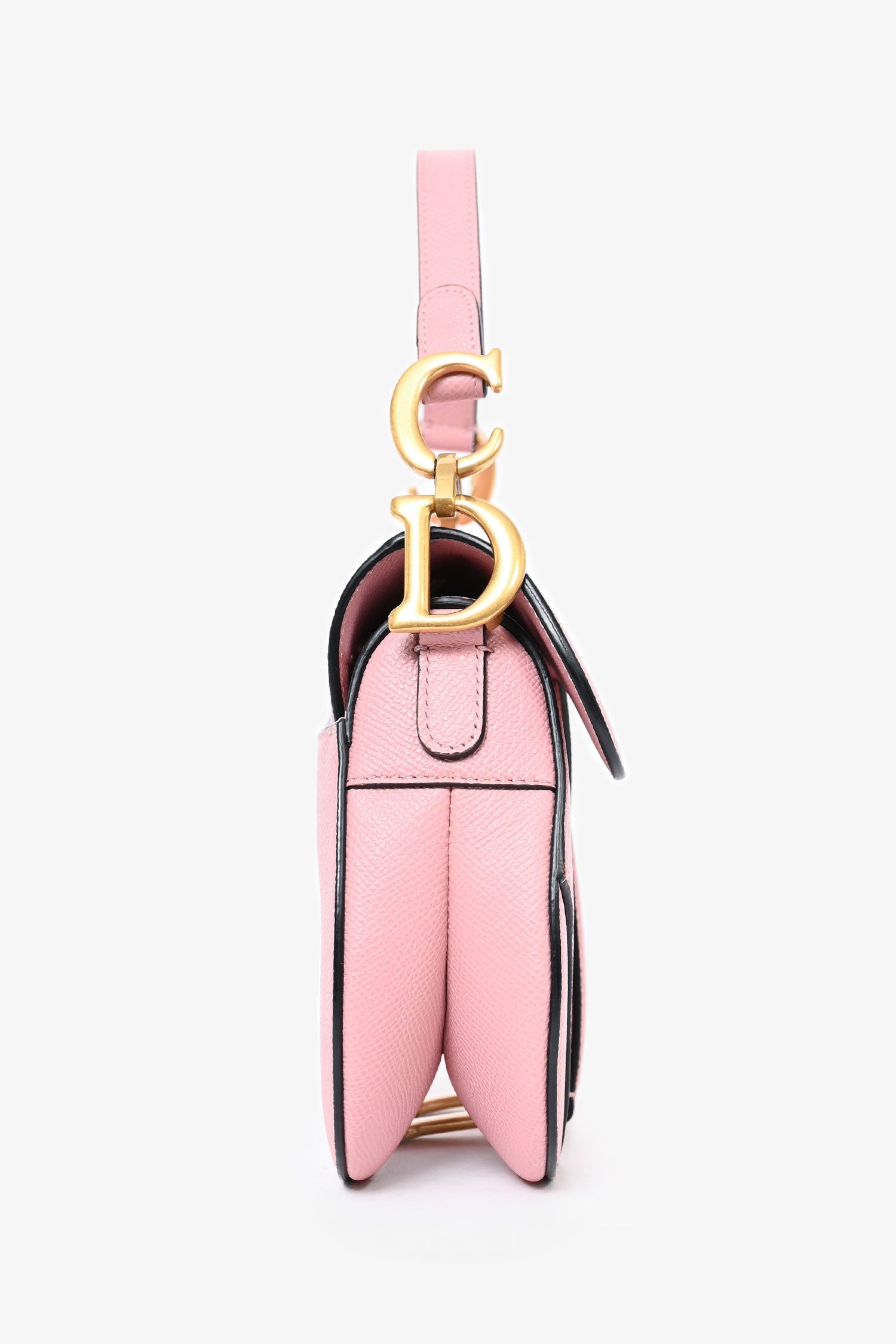 Christian Dior 2022 Pink Grained Leather Mini Saddle Bag with Strap