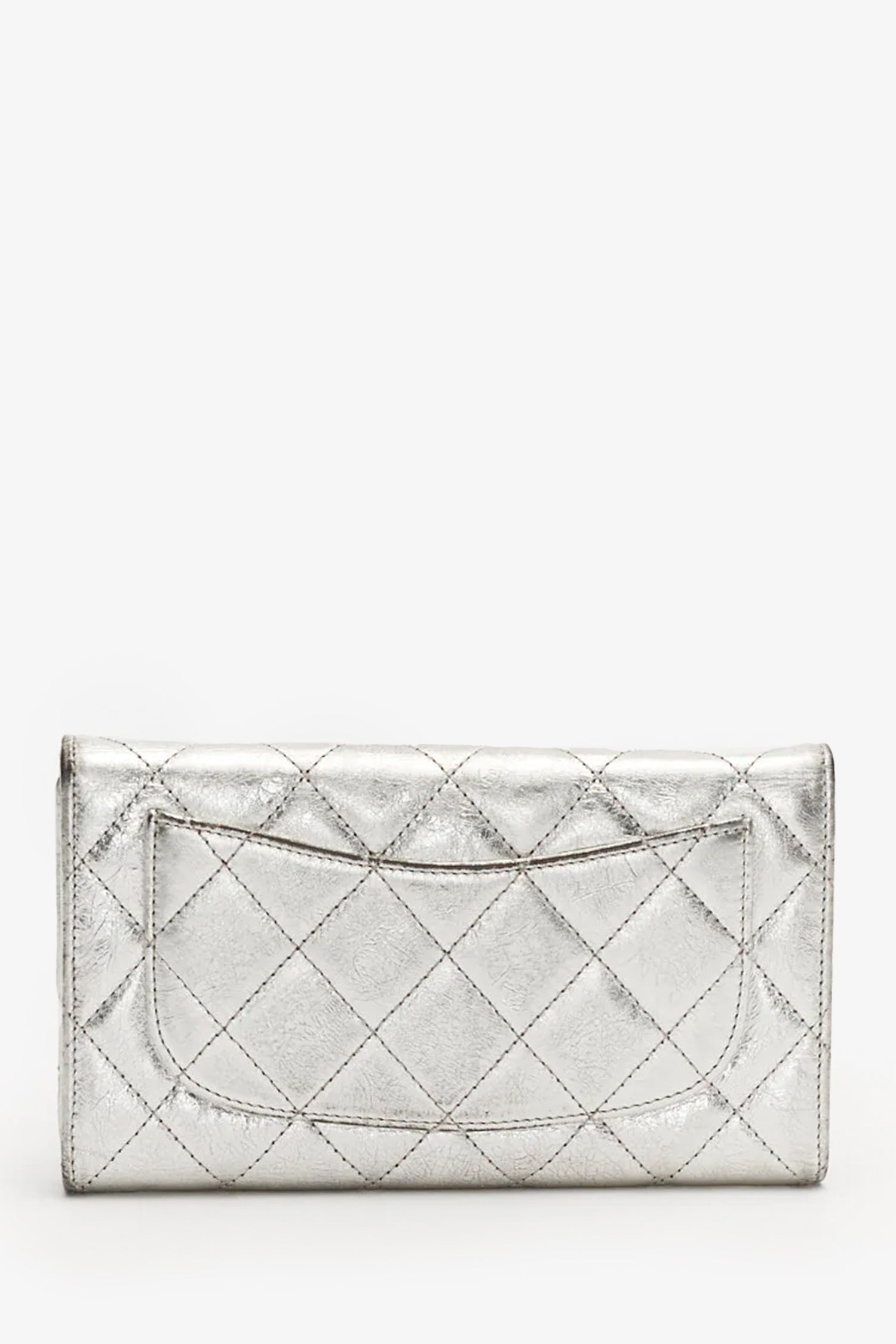 Pre-Loved Chanel™ Silver Laminated Quilted Leather Reissue Trifold Wallet