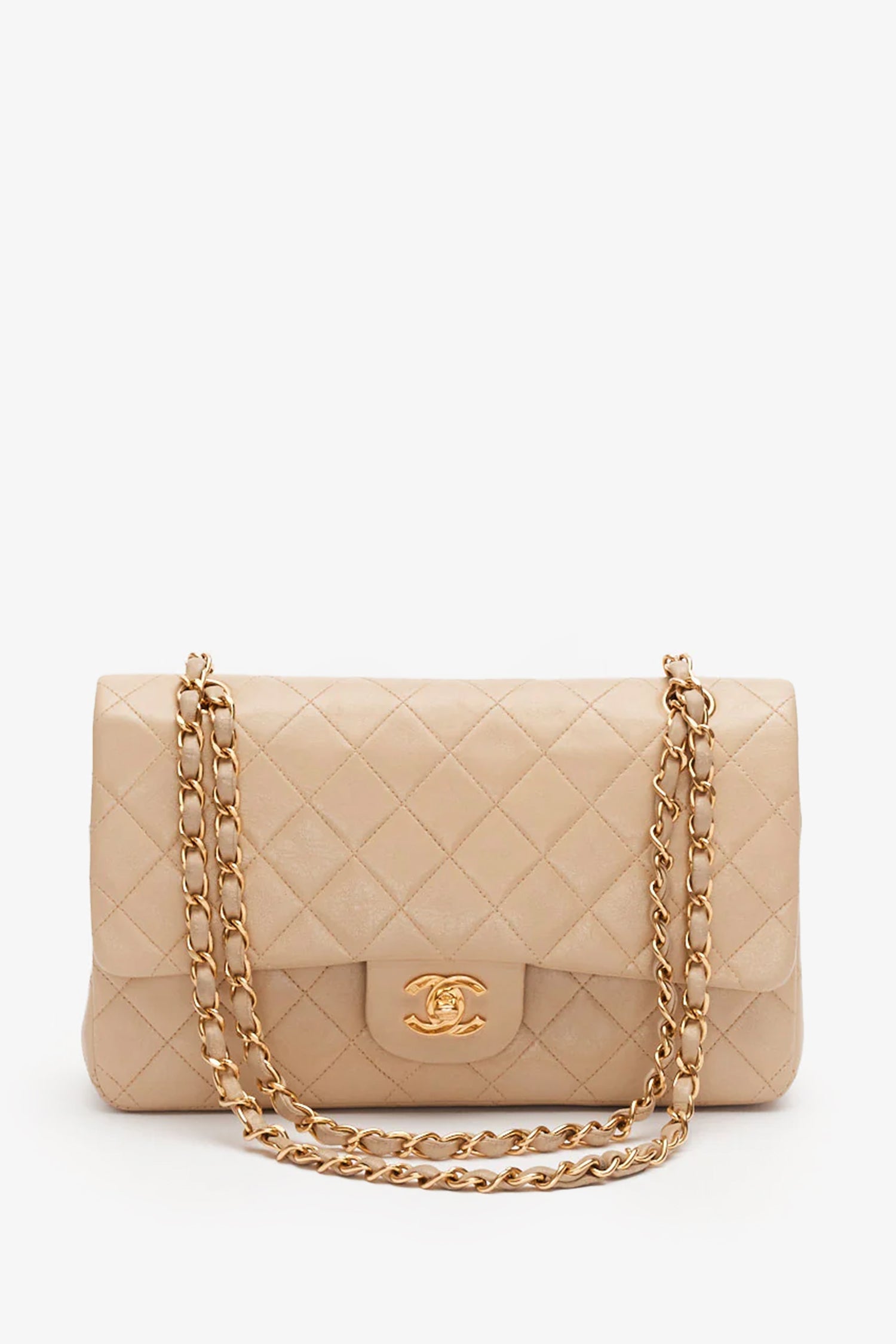 Pre-Loved Chanel™ Vintage Beige Lambskin Medium Classic Double Flap