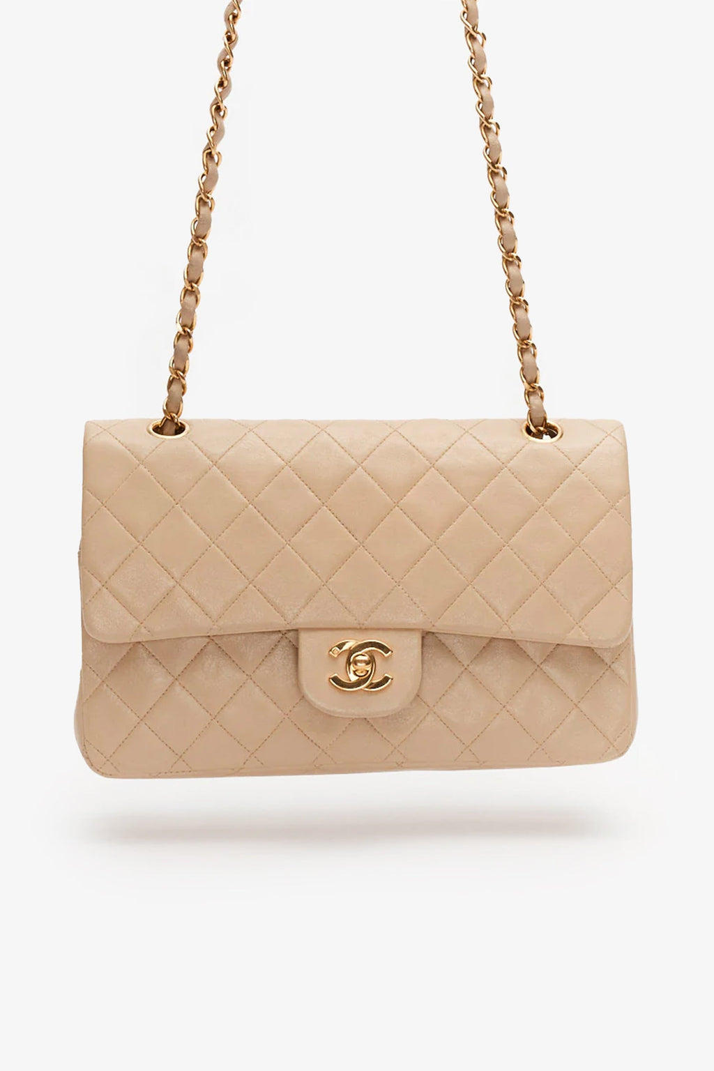 Pre-Loved Chanel™ Vintage Beige Lambskin Medium Classic Double Flap