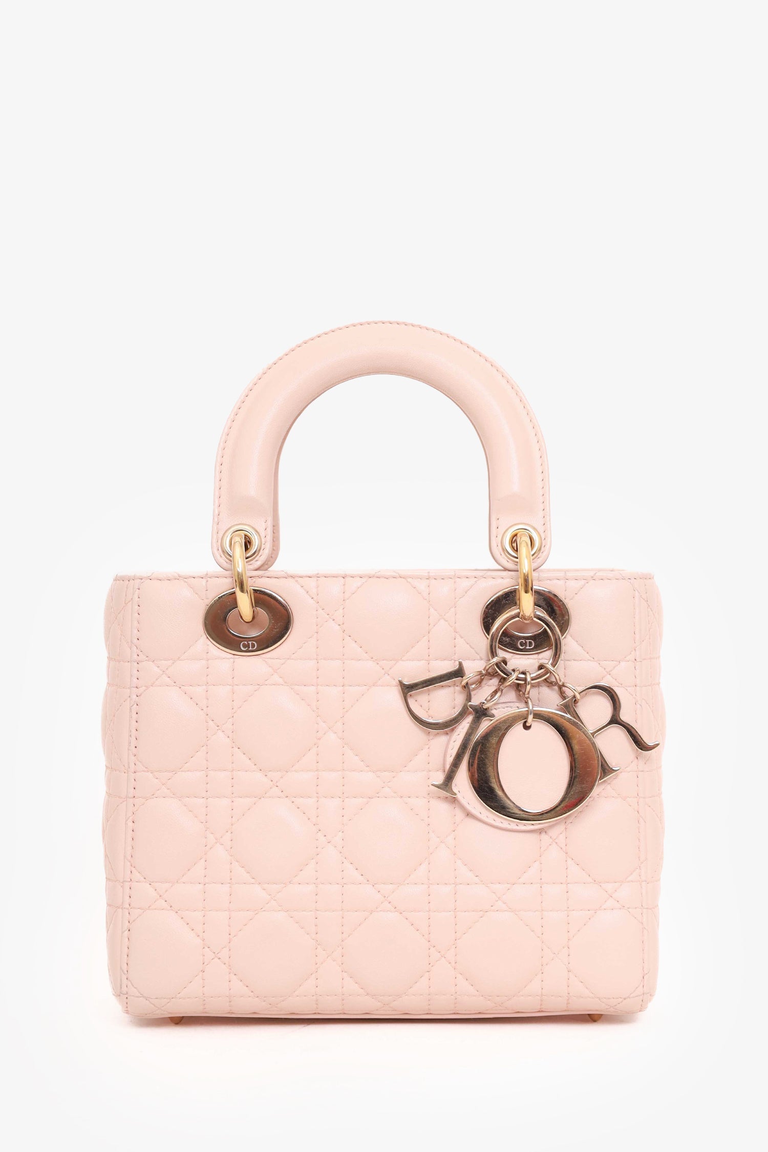 Christian Dior Light Pink Lambskin Small Lady Dior Top Handle