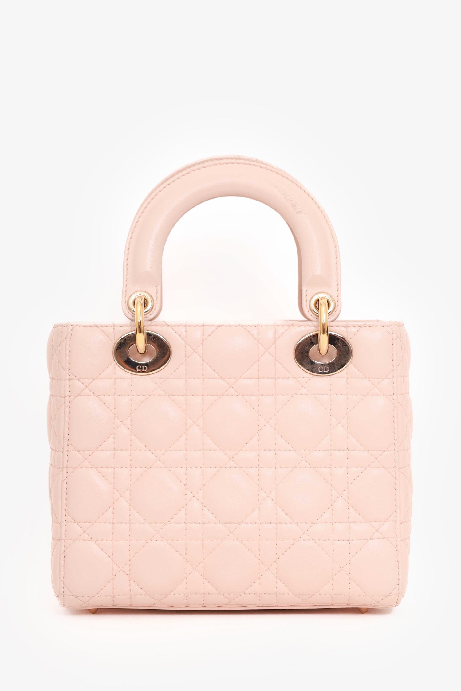 Christian Dior Light Pink Lambskin Small Lady Dior Top Handle