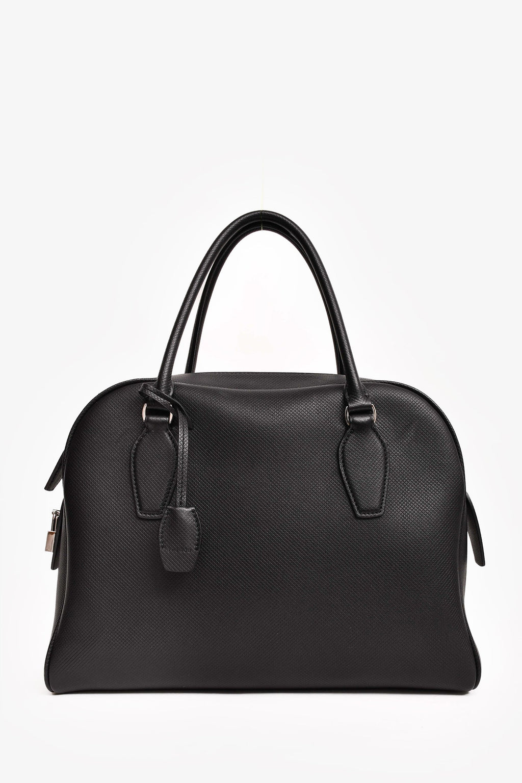 The Row Black Deerskin Leather 'India 12.00' Top Handle Bag