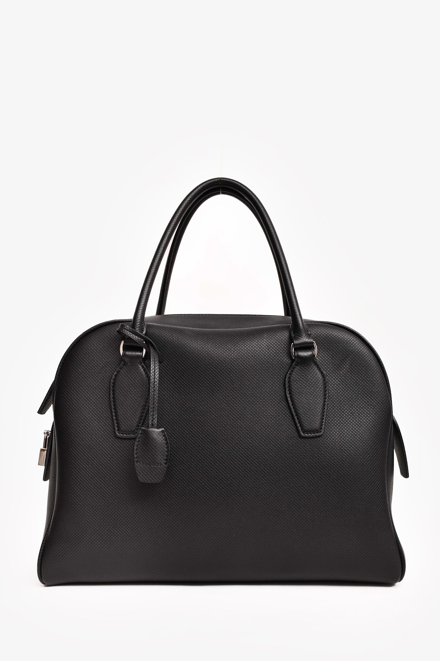 The Row Black Deerskin Leather 'India 12.00' Top Handle Bag