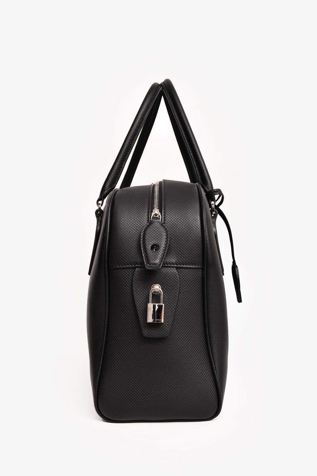 The Row Black Deerskin Leather 'India 12.00' Top Handle Bag