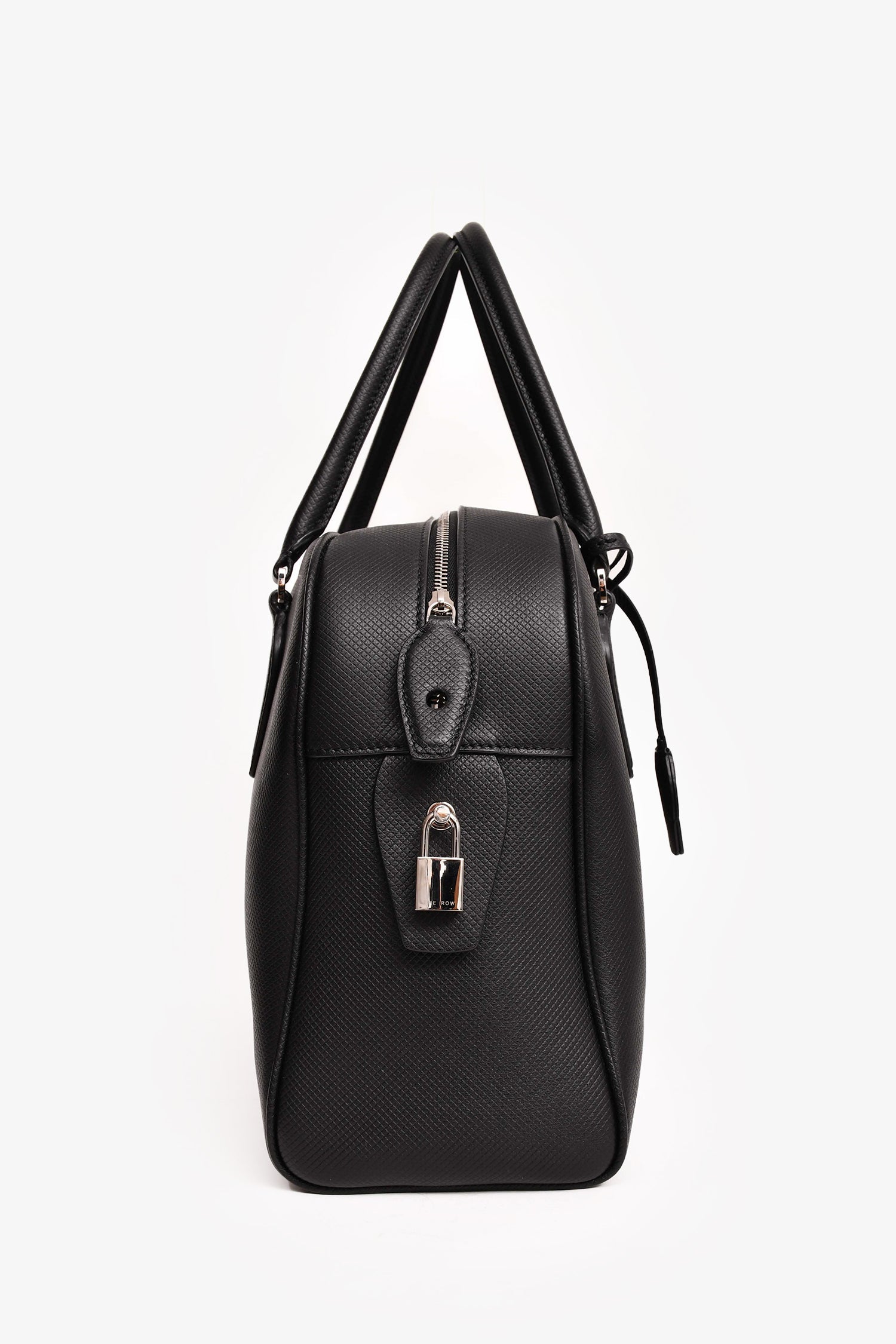The Row Black Deerskin Leather 'India 12.00' Top Handle Bag
