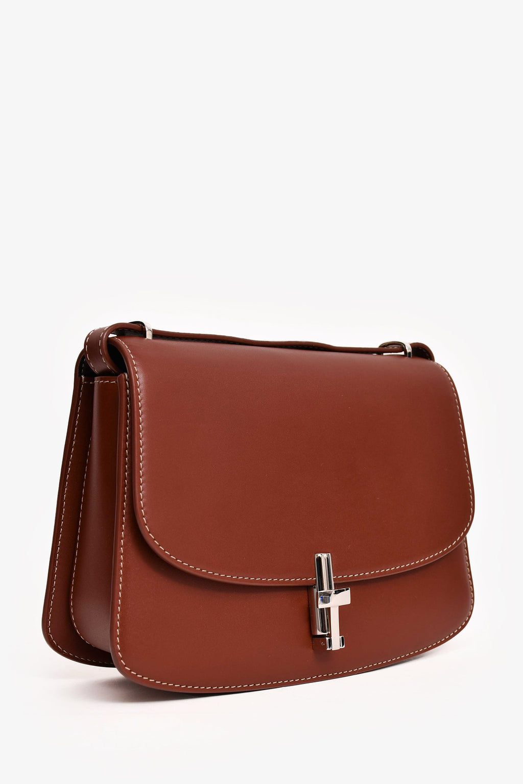 The Row Brown Calfskin Front Clasp 'Sofia 8.75' Shoulder Bag