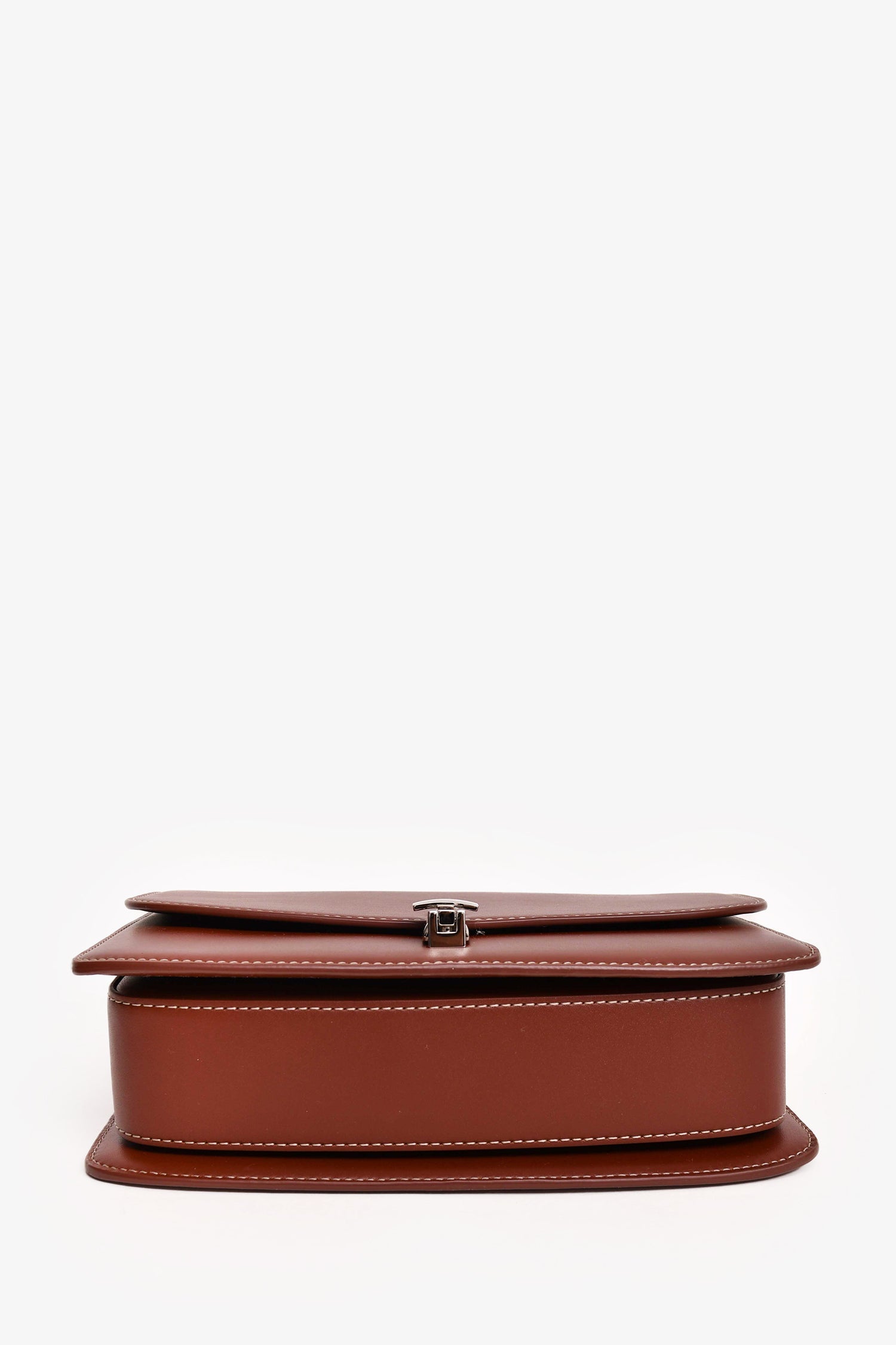 The Row Brown Calfskin Front Clasp 'Sofia 8.75' Shoulder Bag