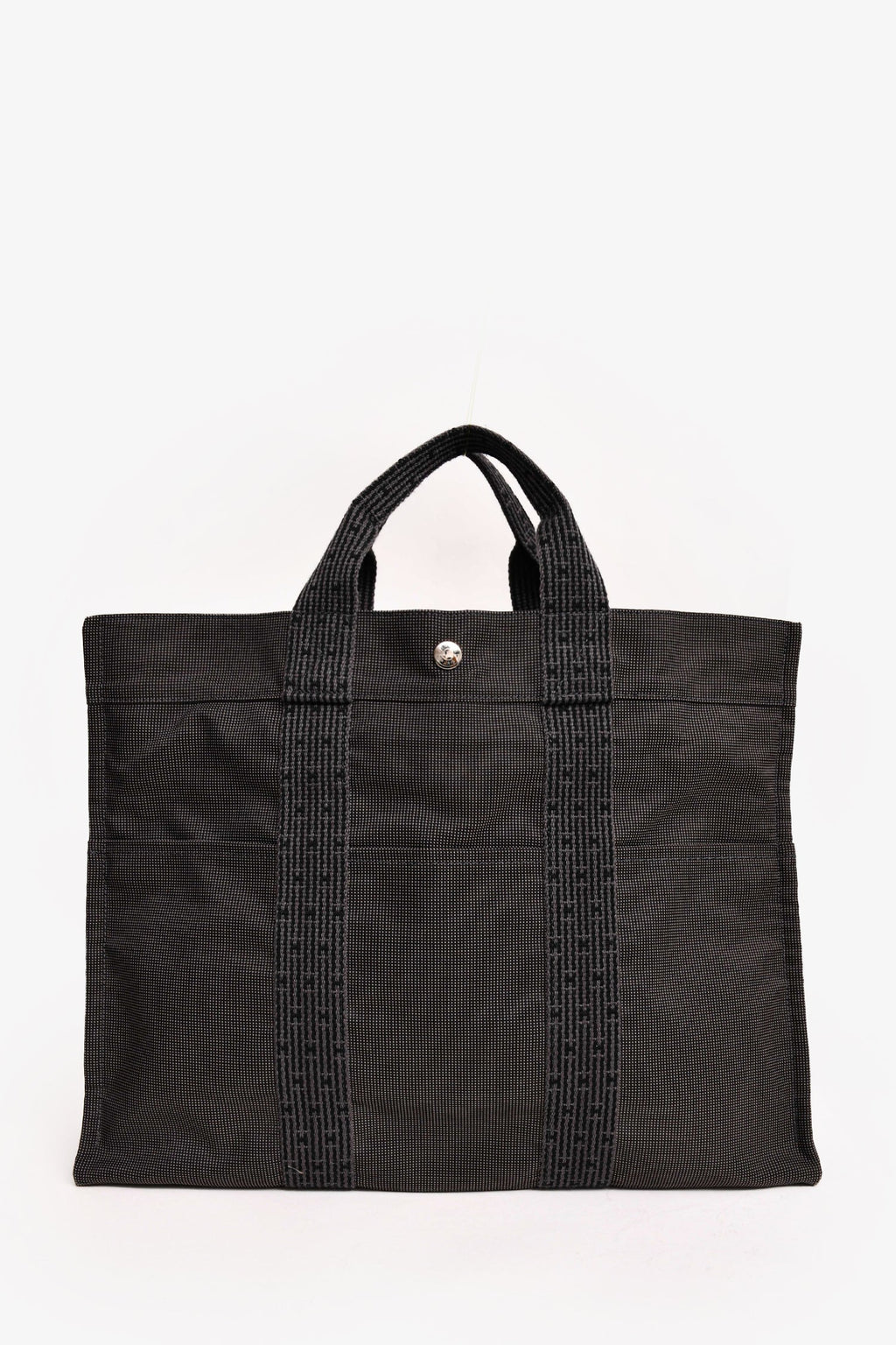 Hermès Grey Patterned Toile 'Herline' MM Tote