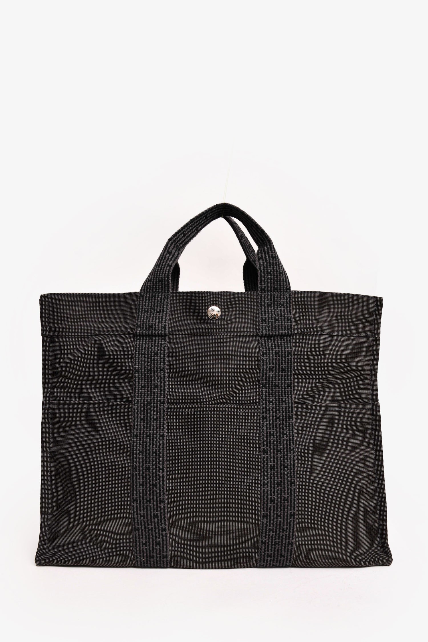 Hermès Grey Patterned Toile 'Herline' MM Tote