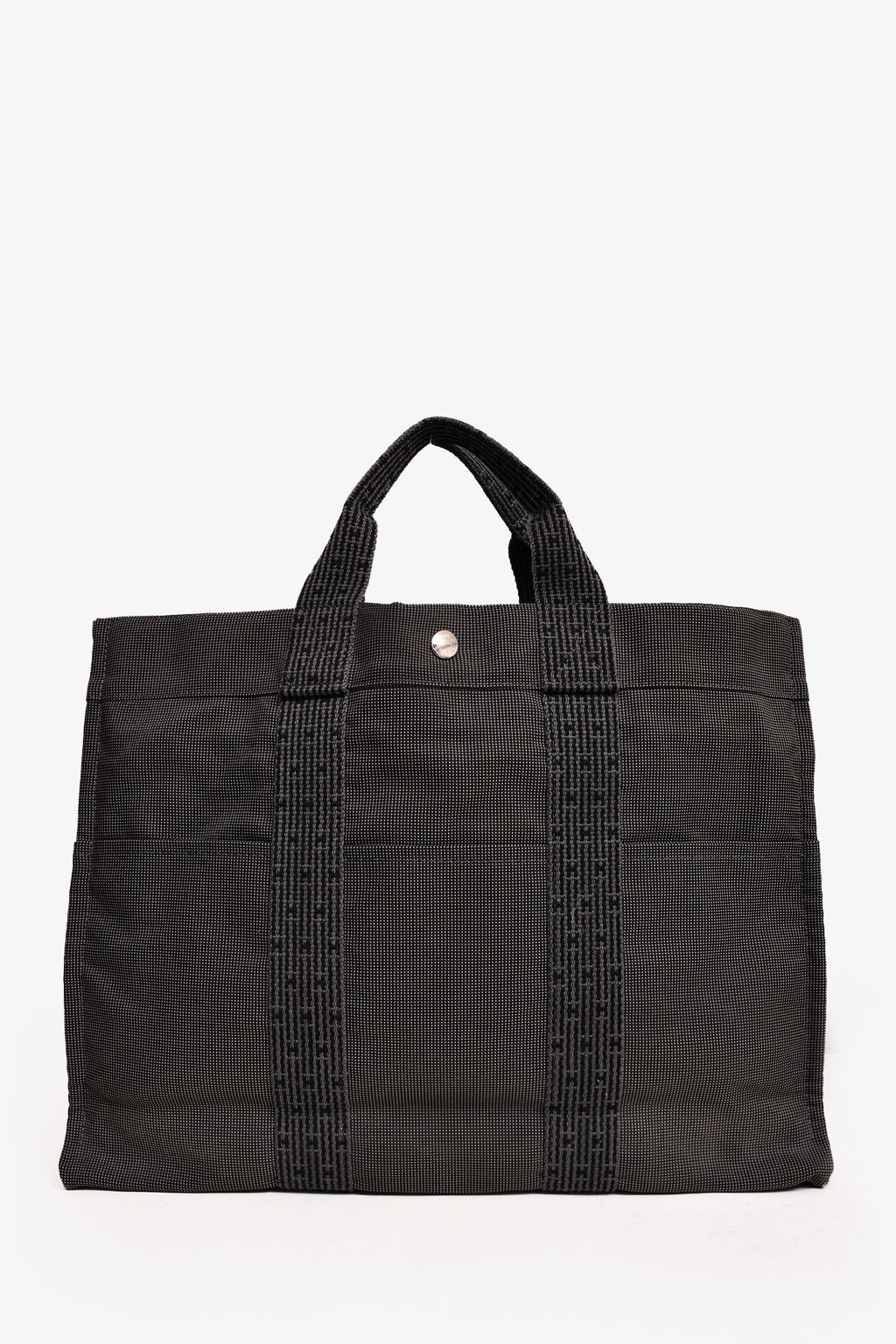 Hermès Grey Patterned Toile 'Herline' MM Tote