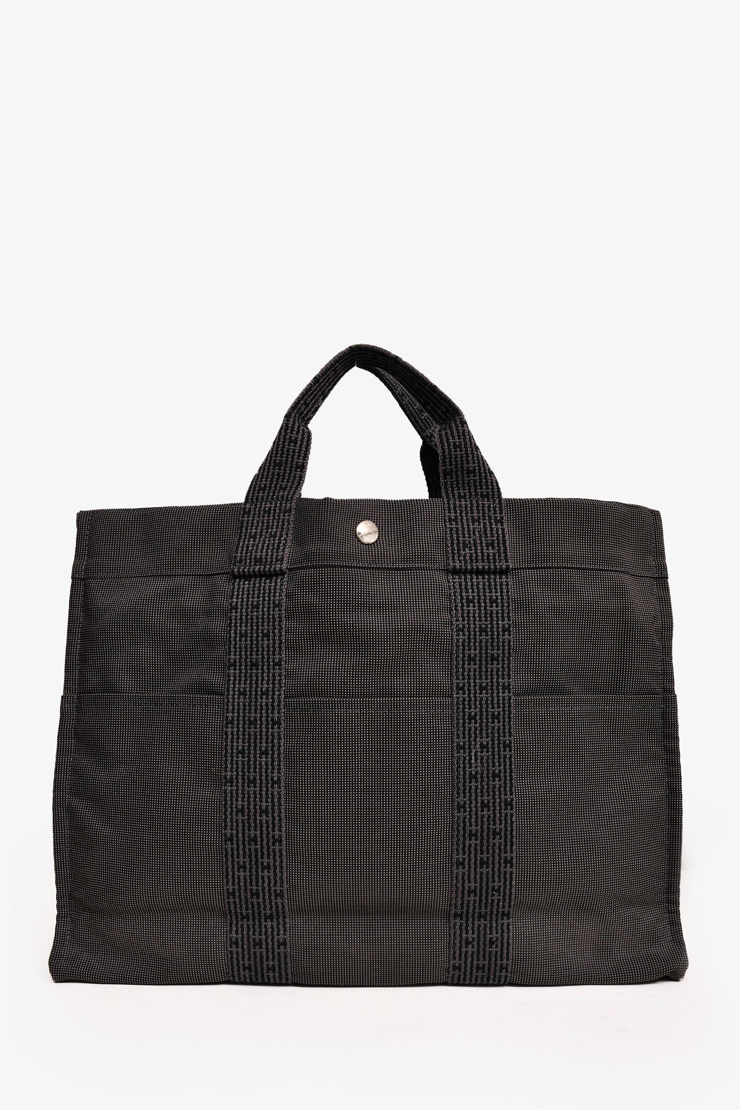 Hermès Grey Patterned Toile 'Herline' MM Tote