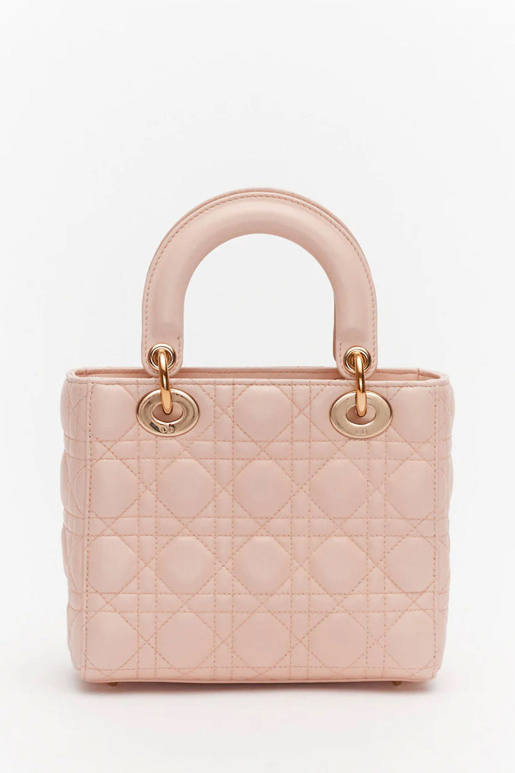 Christian Dior Pink Lambskin Cannage Mini Lady Dior Top Handle