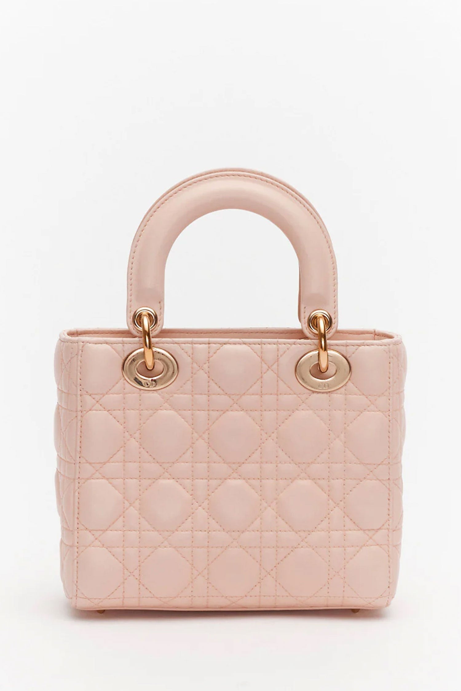 Christian Dior Pink Lambskin Cannage Mini Lady Dior Top Handle