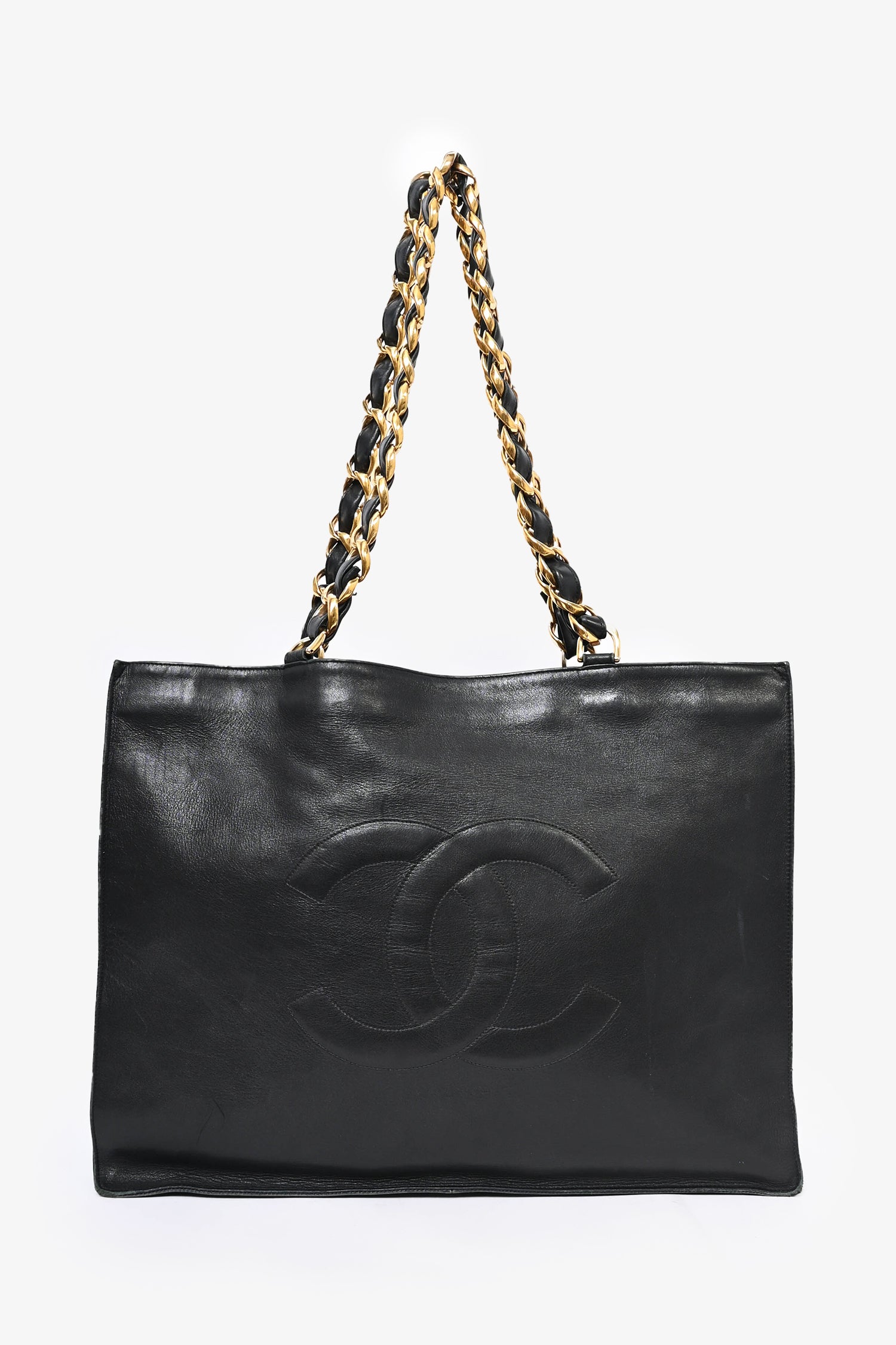 Pre-Loved Chanel™ 1991-94 Black CC XL Timeless Shopping Chain Tote (As Is)