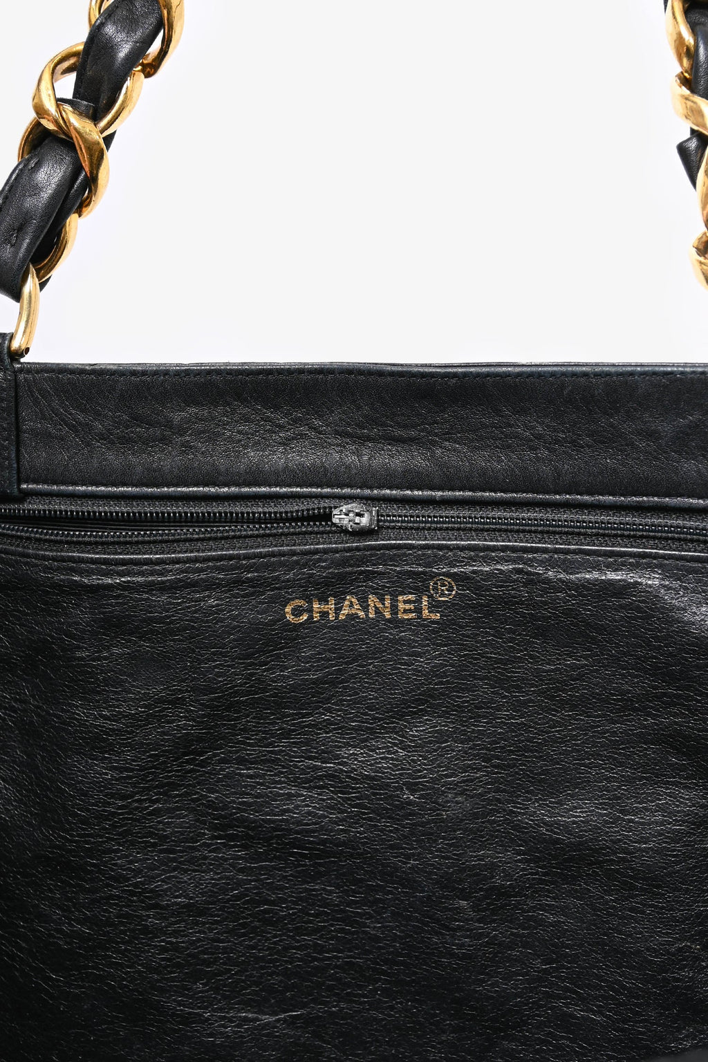 Pre-Loved Chanel™ 1991-94 Black CC XL Timeless Shopping Chain Tote (As Is)