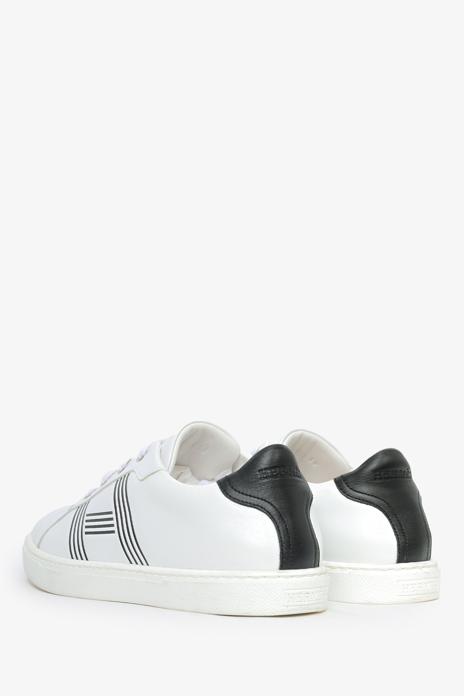 Hermès White/Black Leather 'Advantage' Sneakers Size 38