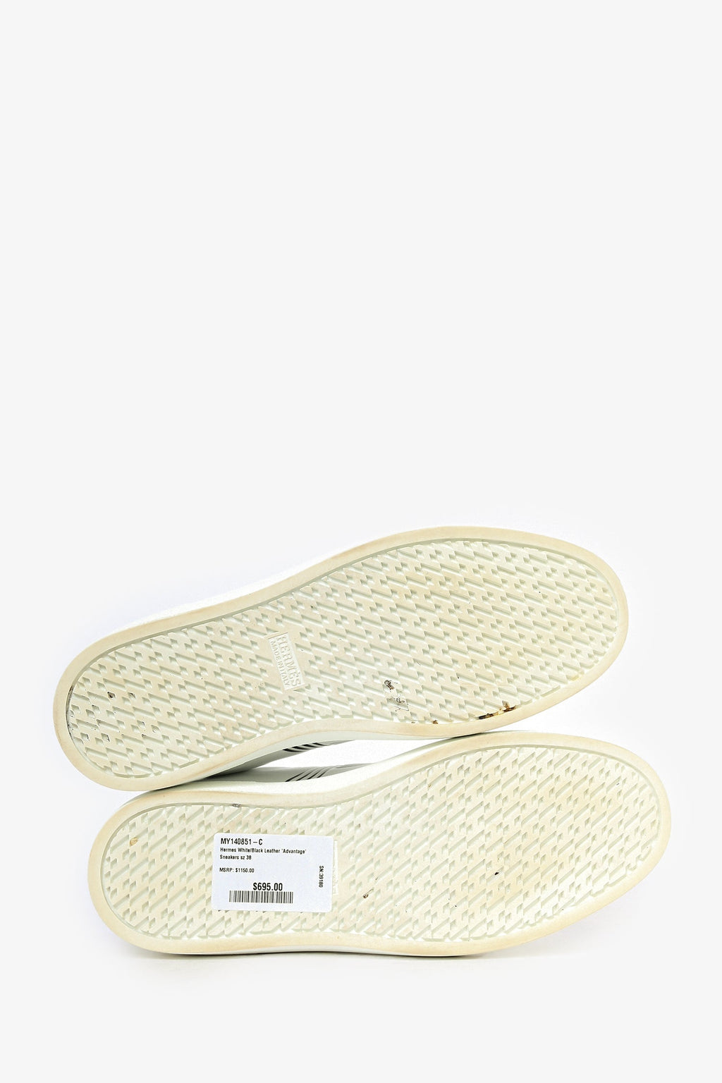 Hermès White/Black Leather 'Advantage' Sneakers Size 38